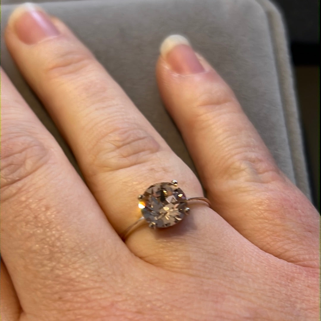 Sterling Silver Pink Circle CZ Ring 54