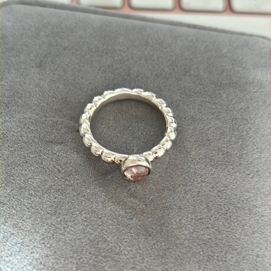 Genuine Pandora Clear Faceted Beaded Cabochon Ring in Size 55