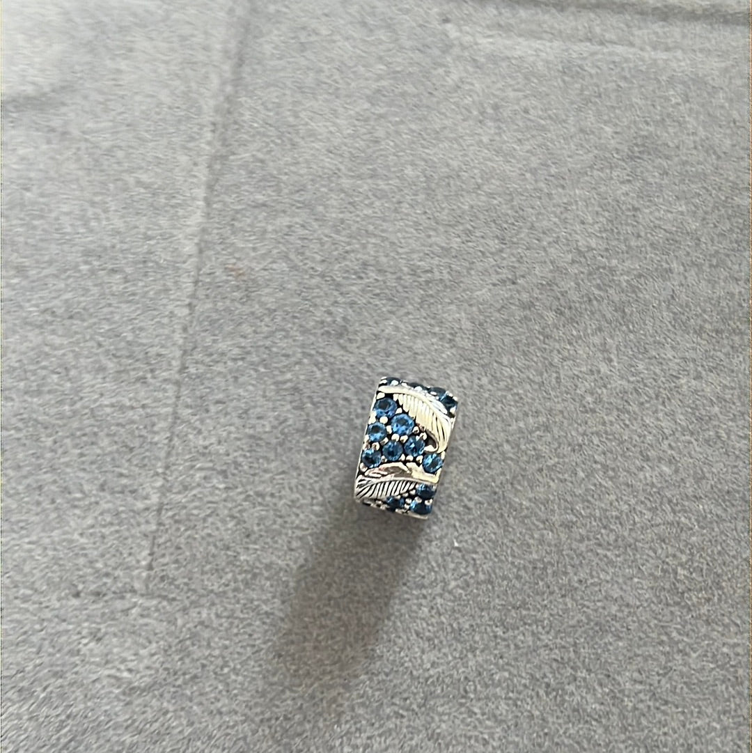 Genuine Pandora Blue Sparkling Pave Feather Clip