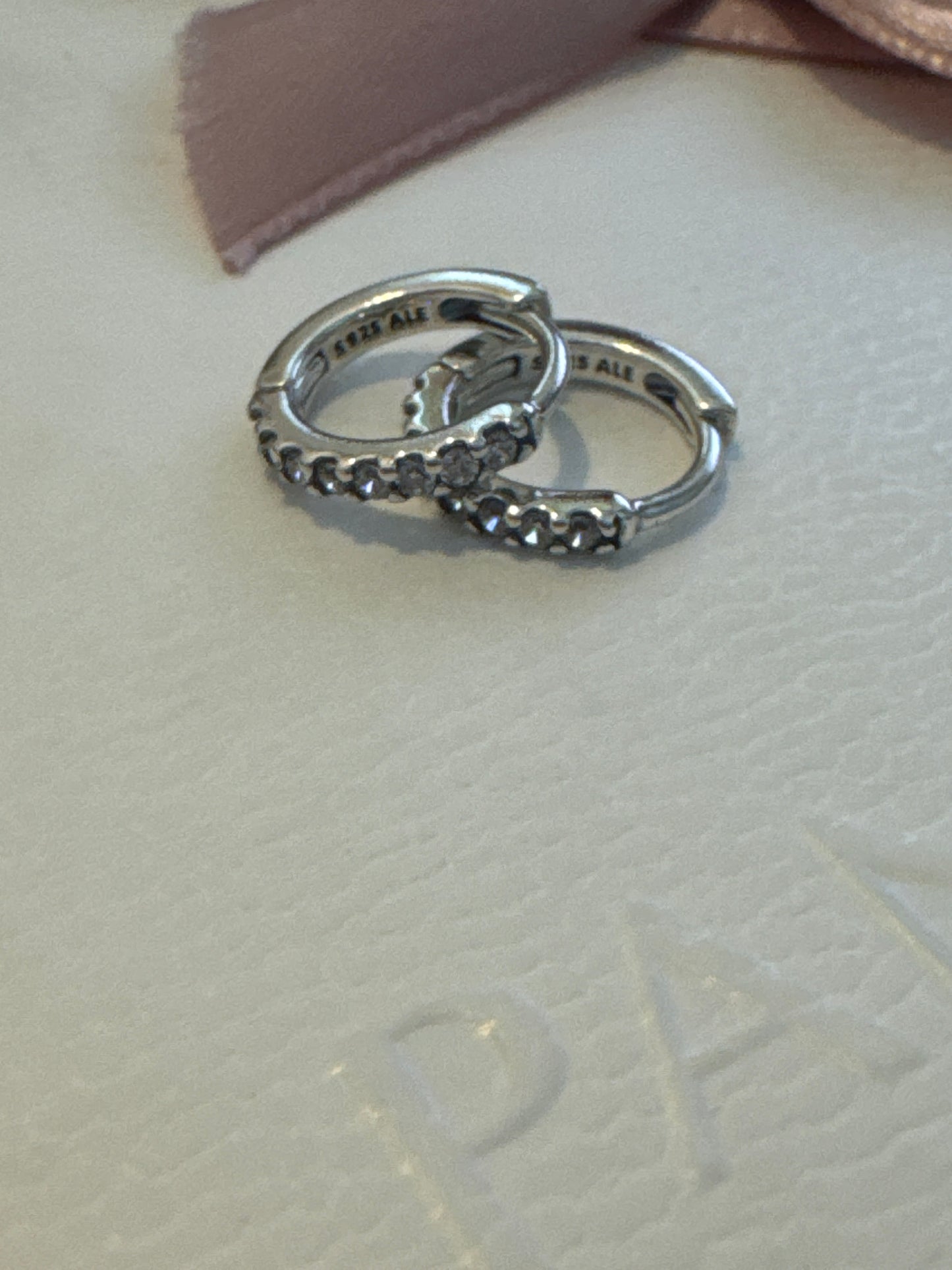 Genuine Pandora Sparkling Huggie Hoop Earrings Tiny