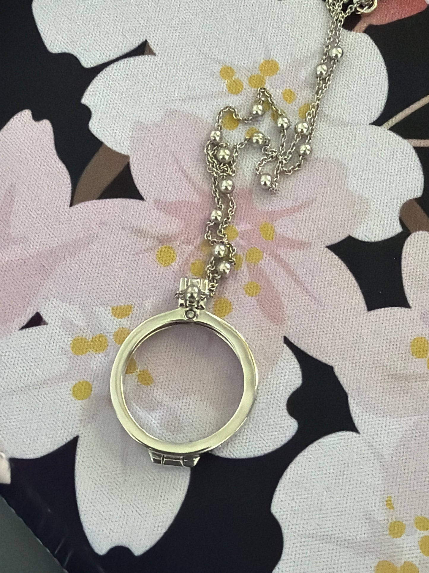 Genuine Hot Diamond Anaiz Memory/ Petite Locket Coin Keeper Circle Necklace With Hot Diamond Chain