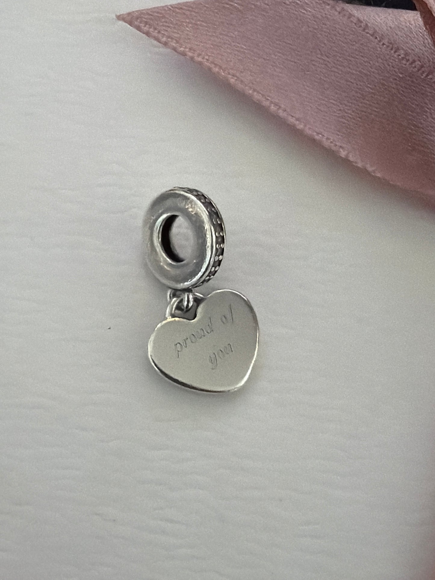 Genuine Pandora I Love You, I am Proud of You Dangle Pave Heart Charm