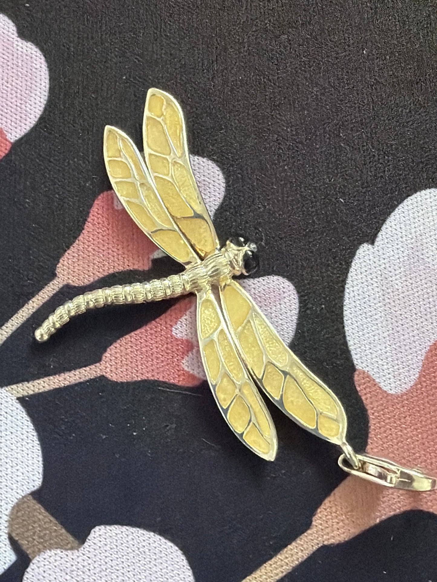 Thomas Sabo Sterling Large Silver Enamel Dragonfly Clip Dangle With Golden Rare