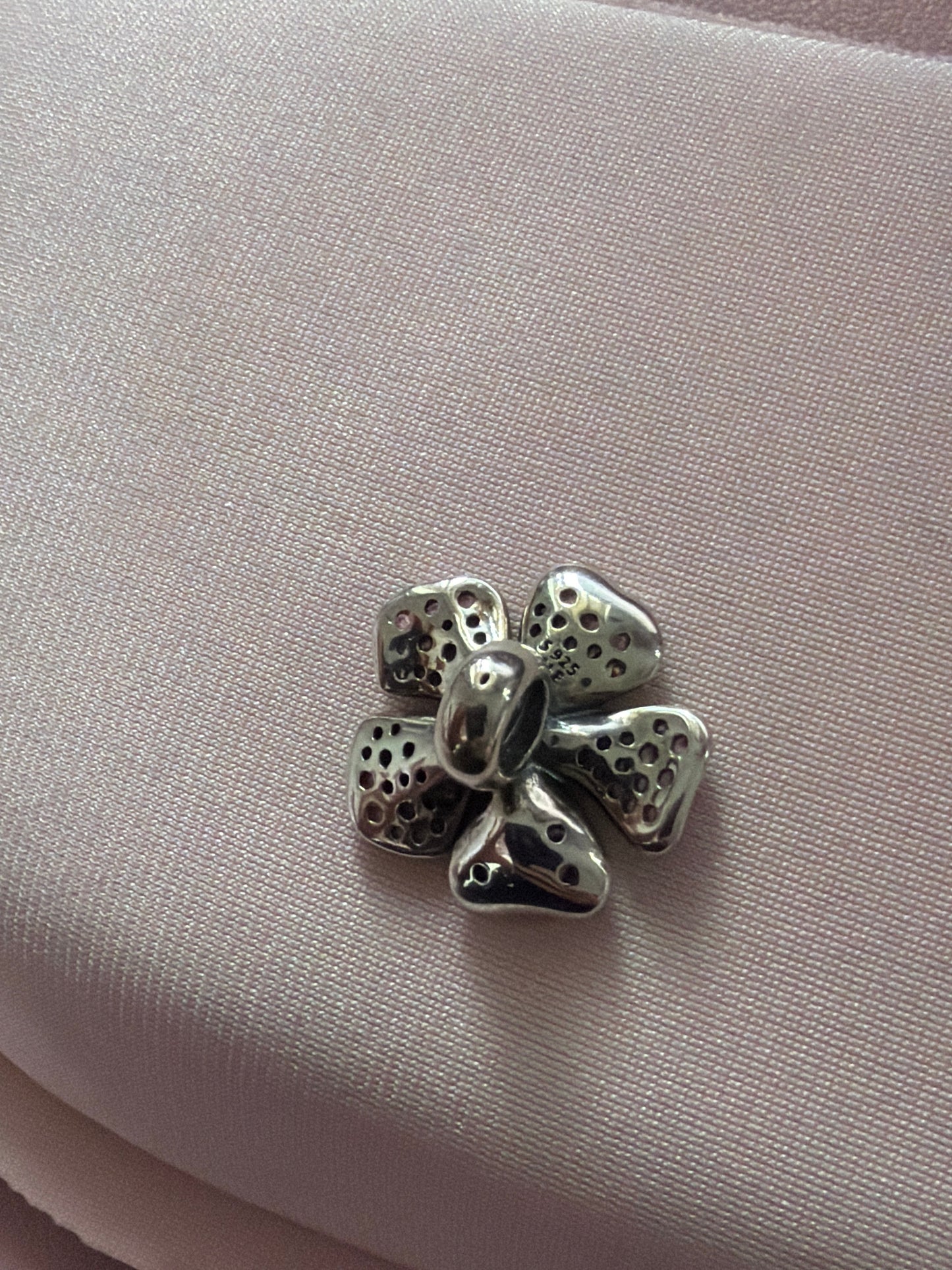 Genuine Pandora Oversized Peach Blossom Pave Charm