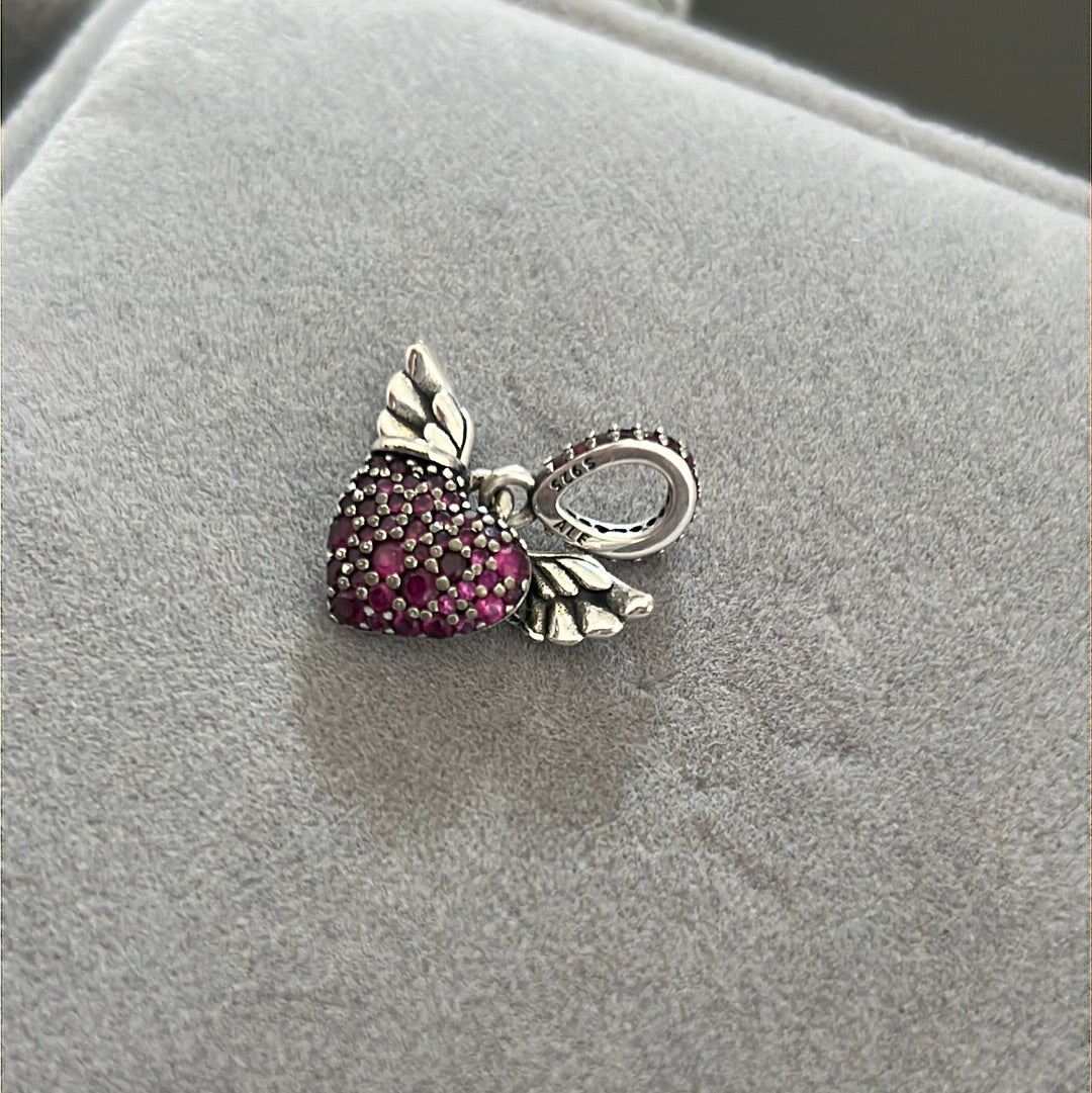 Genuine Pandora Angel Wing Halo Pave Charm Pendant