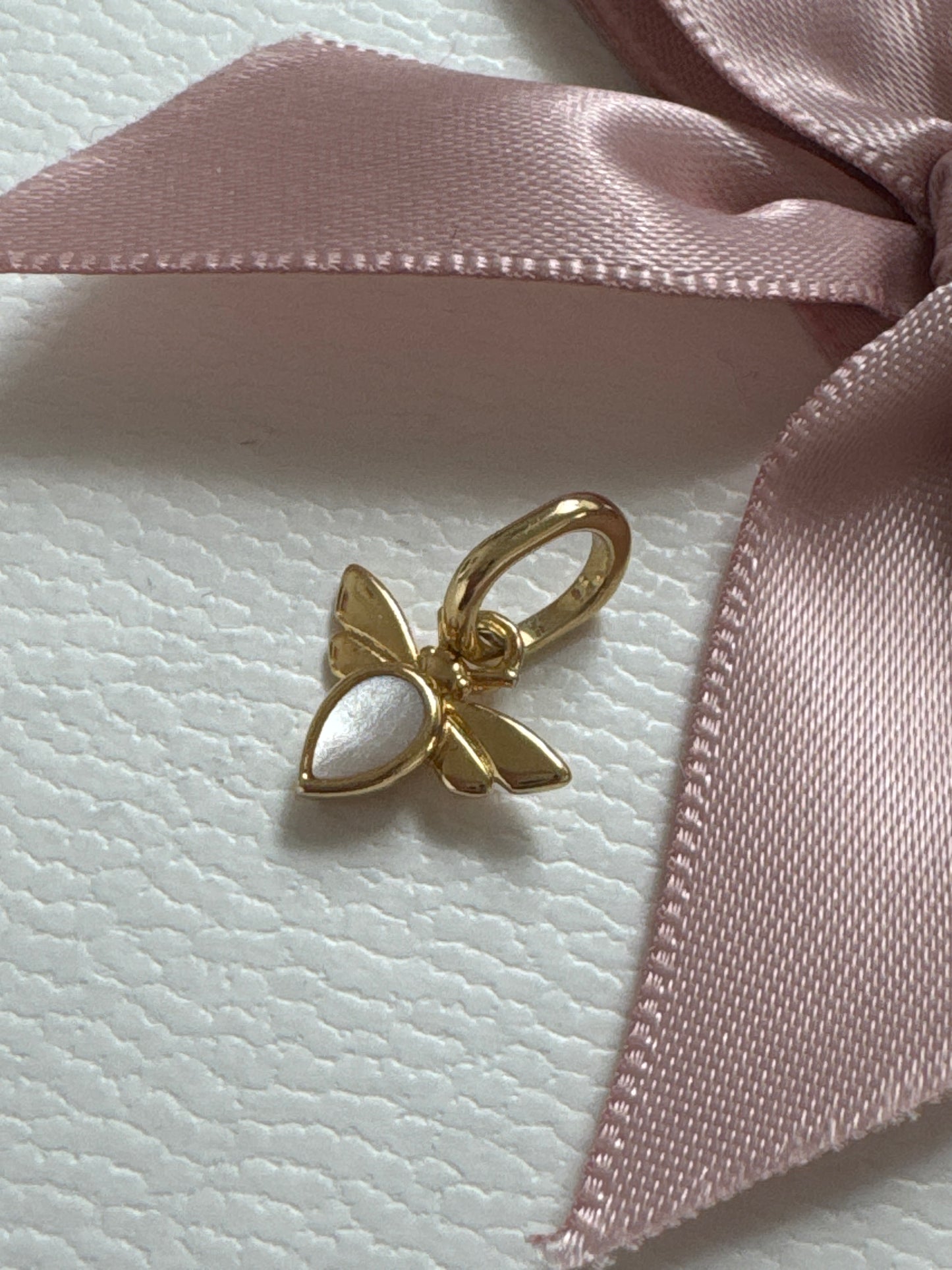 Genuine Pandora Shine Gold White Bee Enamel Mini Charm
