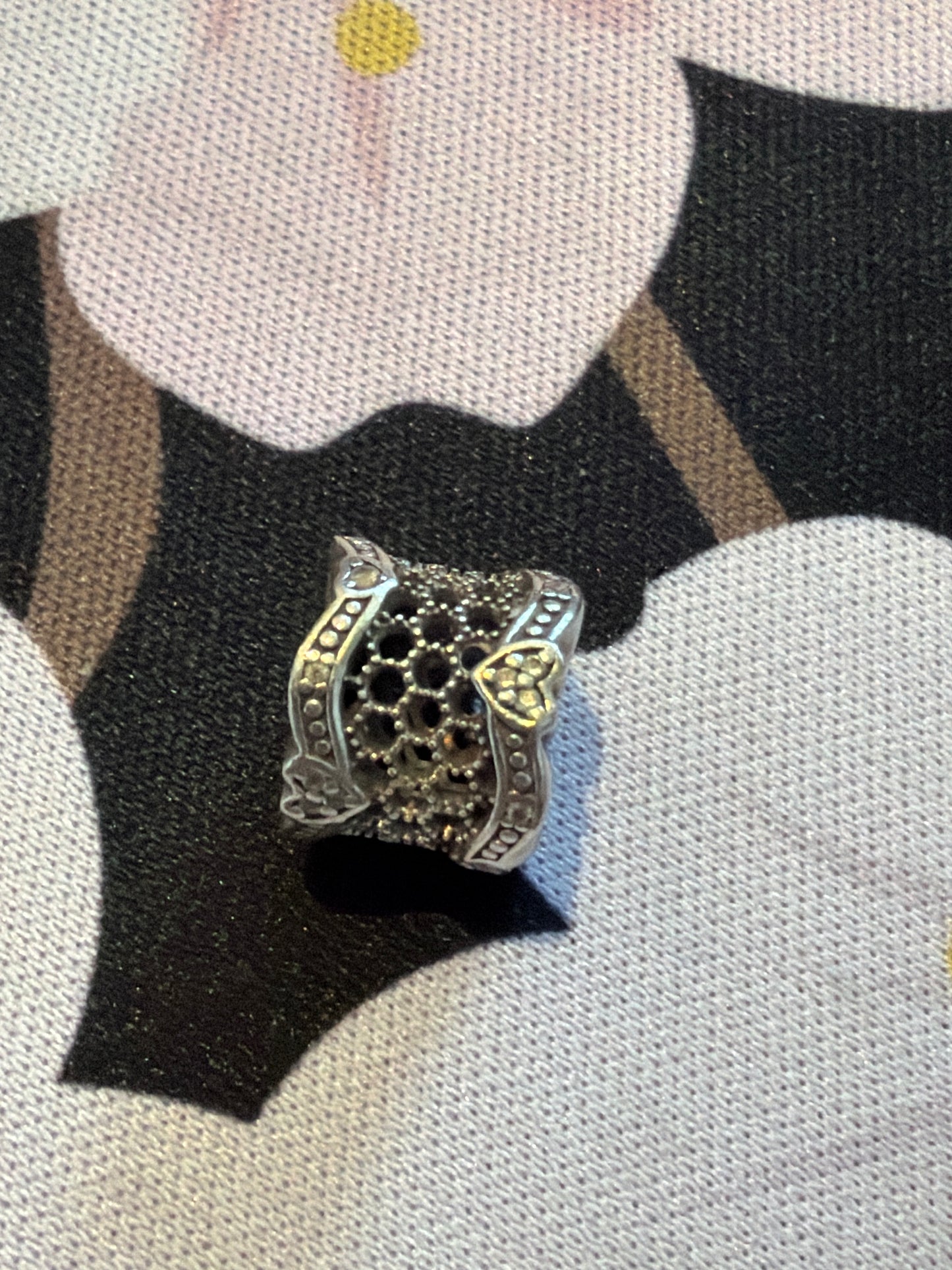 Genuine Pandora Lace of Love Pave Openwork Spacer Charm