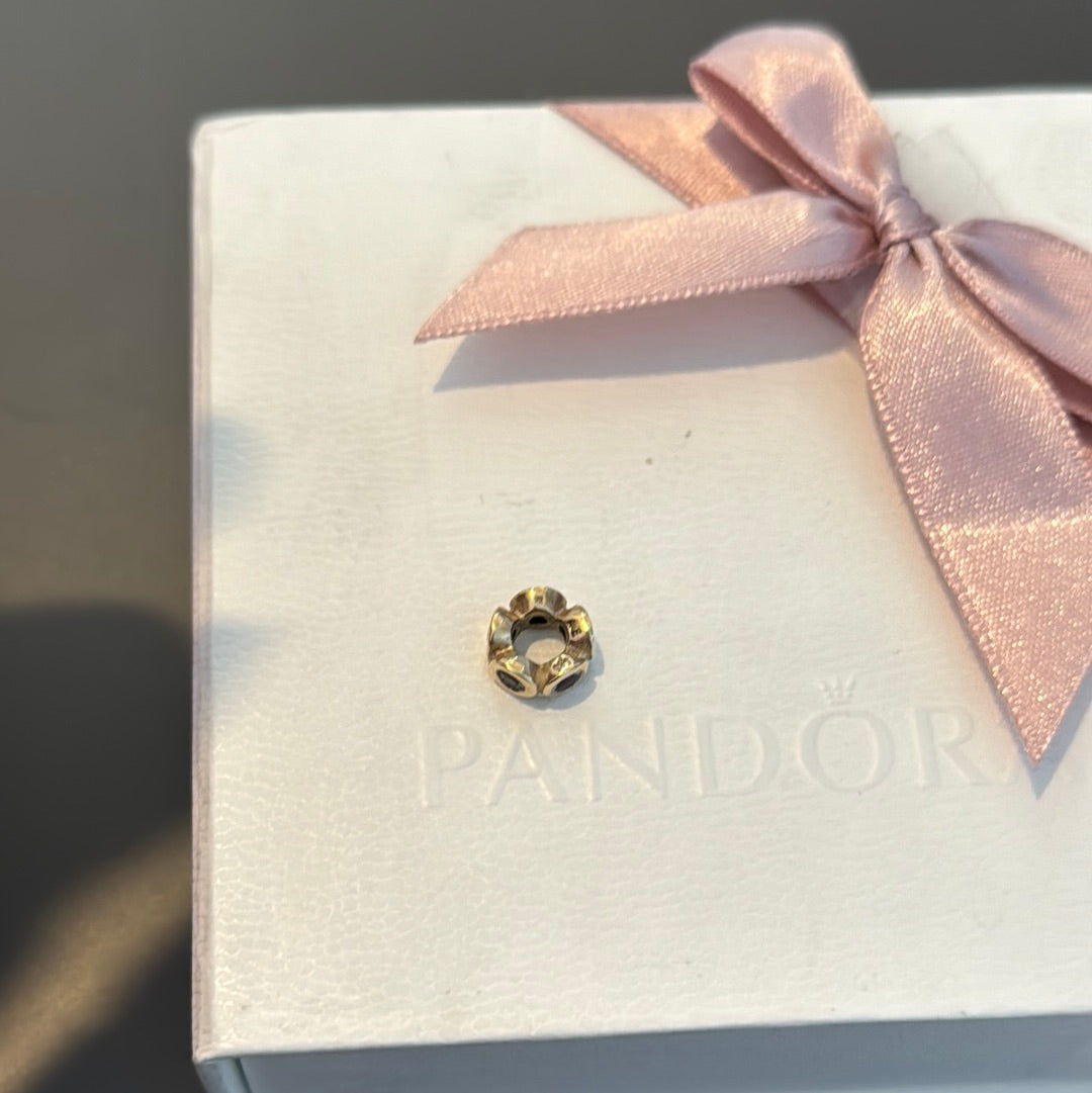 Genuine Pandora Solid 14ct Gold Lights Garnet Spacer Charm RARE HTF