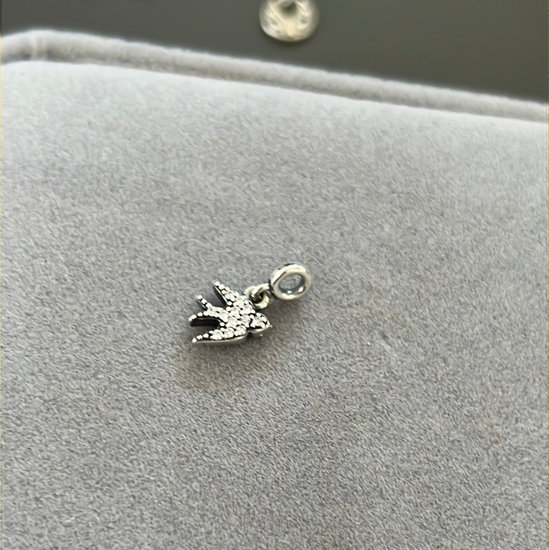 Genuine Pandora Essence Me Dangle Tiny Pave Swallow Bird Charm