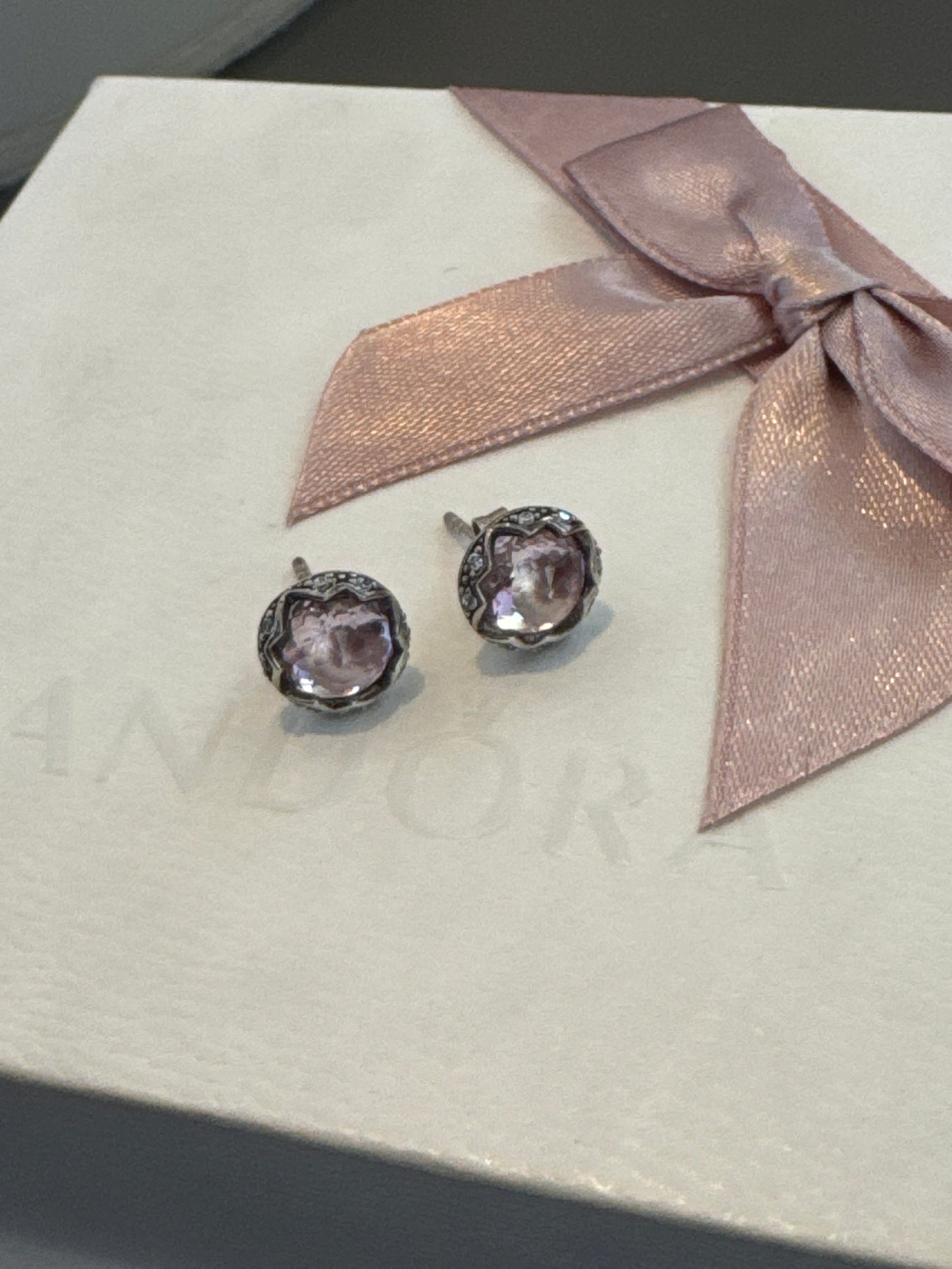 Genuine Thomas Sabo Sterling Silver Pink Pave Earrings