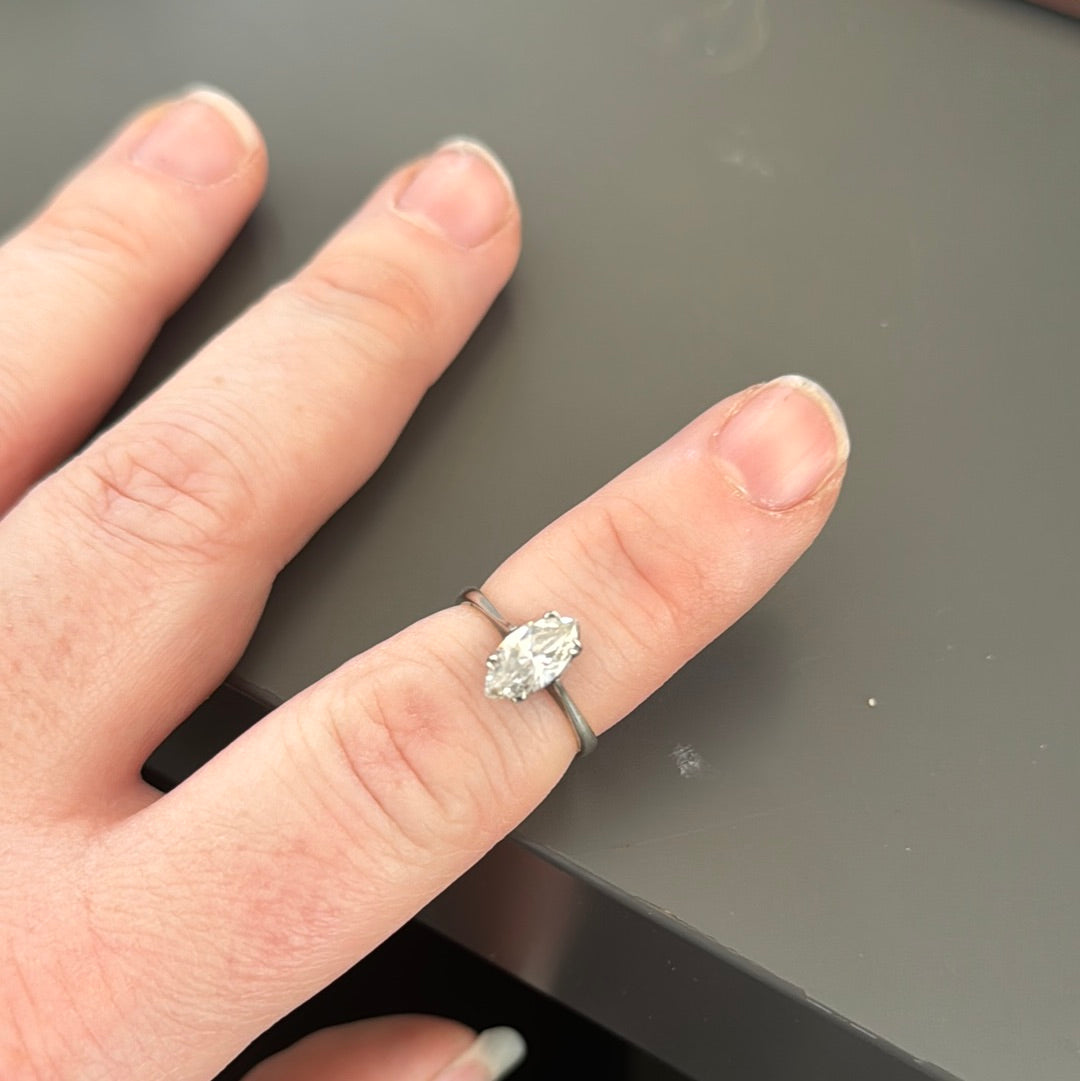 Sterling Silver Oval CZ Ring Size 50