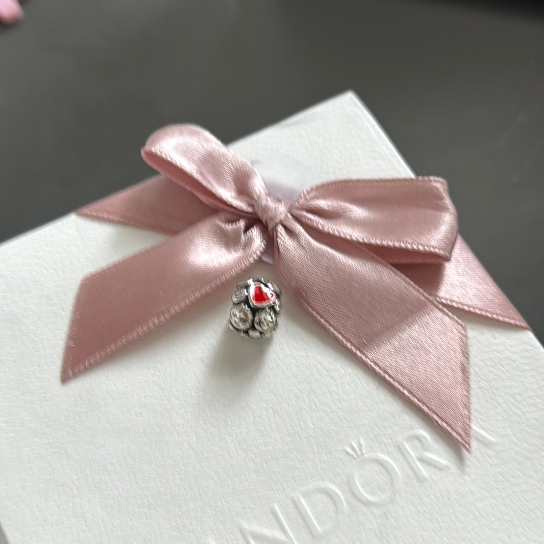 Genuine Pandora Rare HTF Family Enamel Heart Indsamling Family Tied Charm