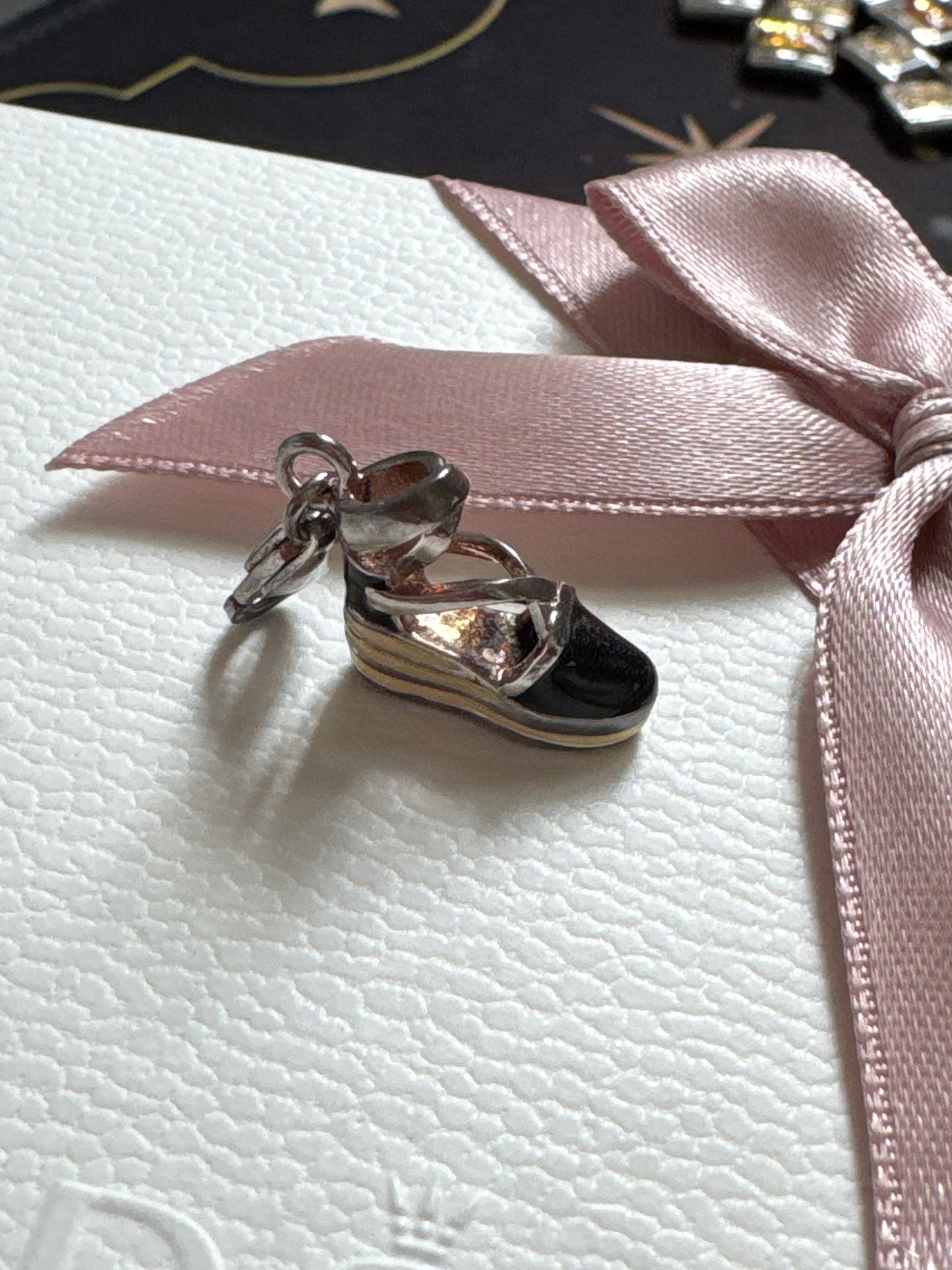 Genuine Thomas Sabo Enamel Shoe Wedge Black & Cream Dangle Charm