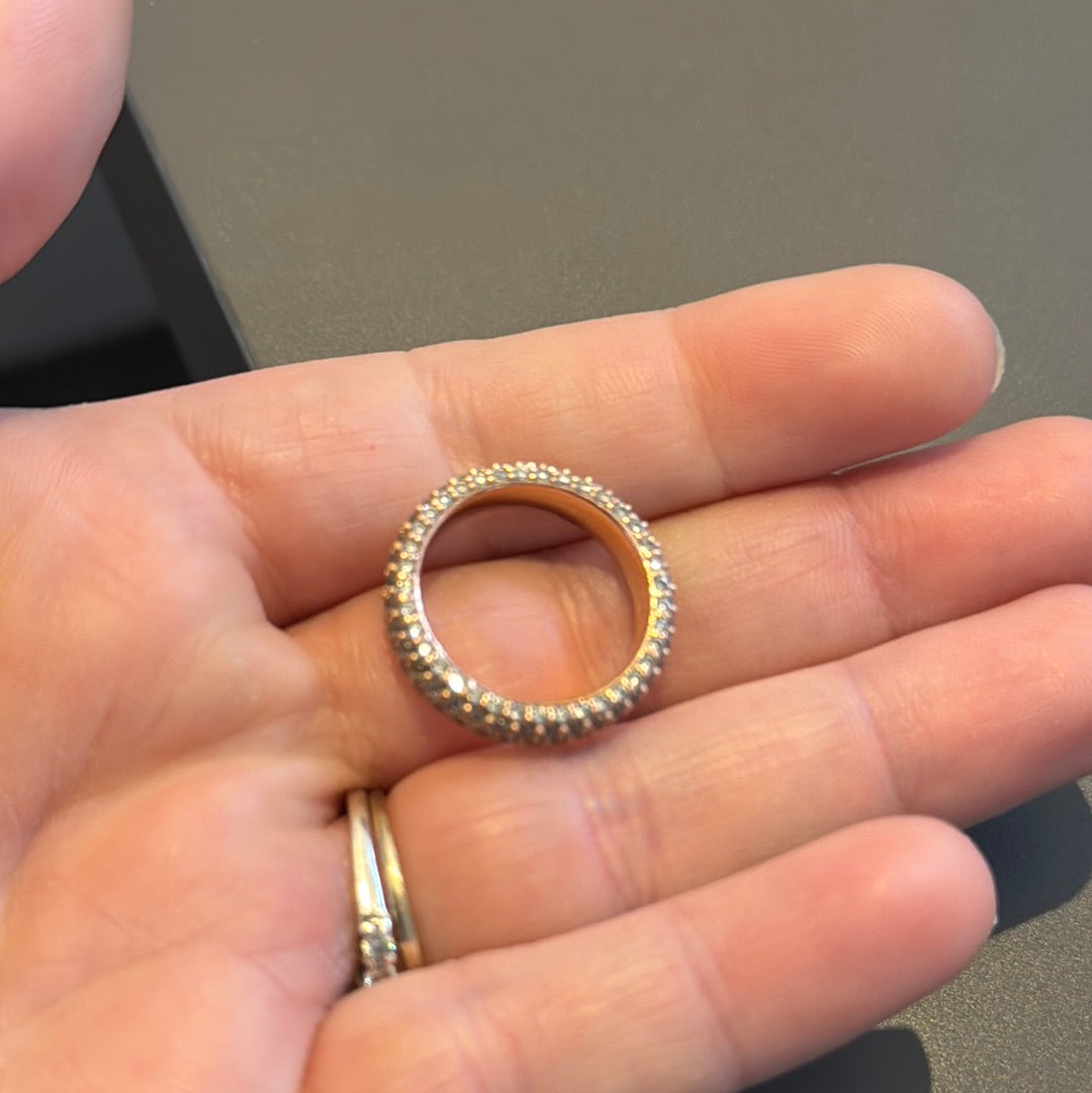 Genuine Pandora Rose Gold Pave Timeless Double CZ Ring Size 54