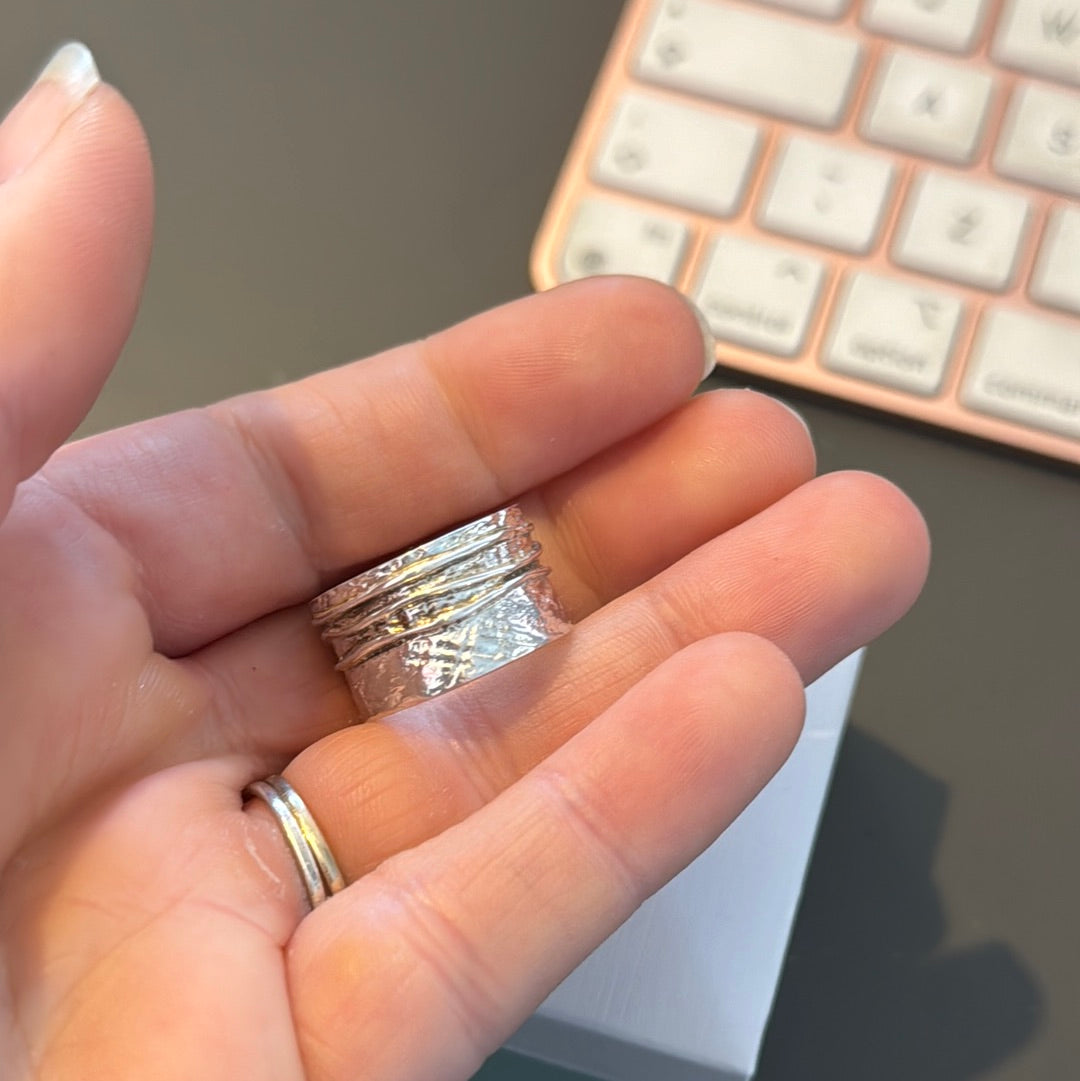 Genuine Silver Origins Cornwall Chunky Ribbed Ring 54