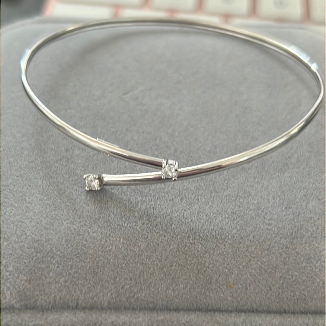 Sterling Silver Beautiful Open Crossover Bangle Max 20cm