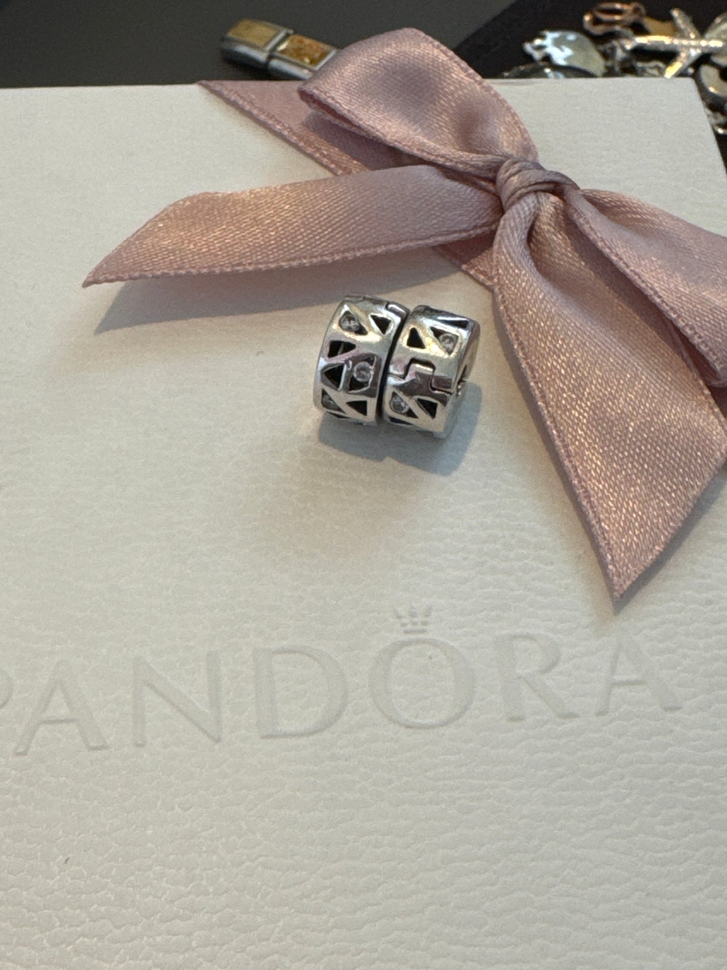 Sterling Silver Pave CZ Line Clips Pair