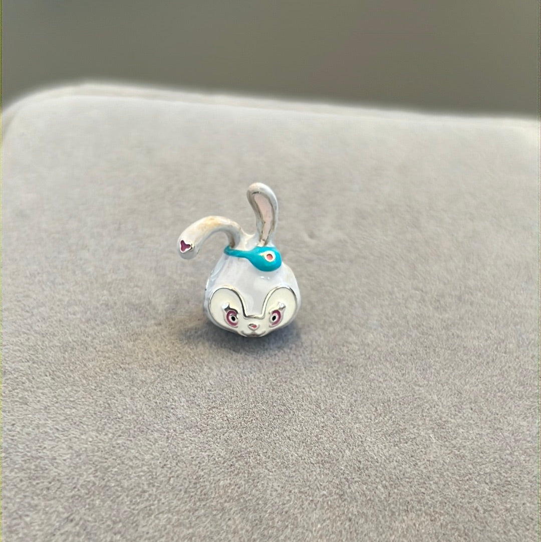Sterling Silver Enamel Rabbit Bunny Cartoon Cute Charm