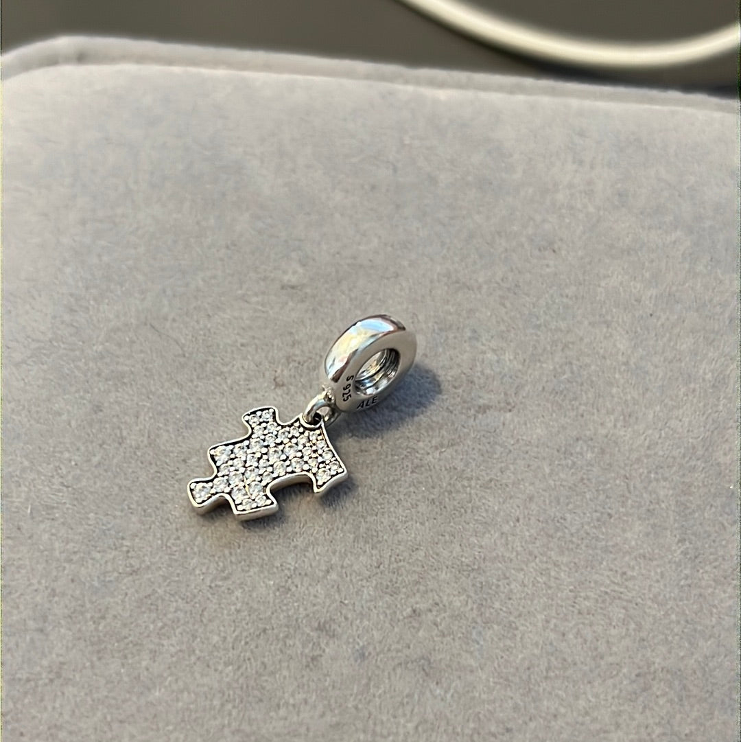 Genuine Pandora Pave Puzzle Piece Jigsaw Dangle Charm
