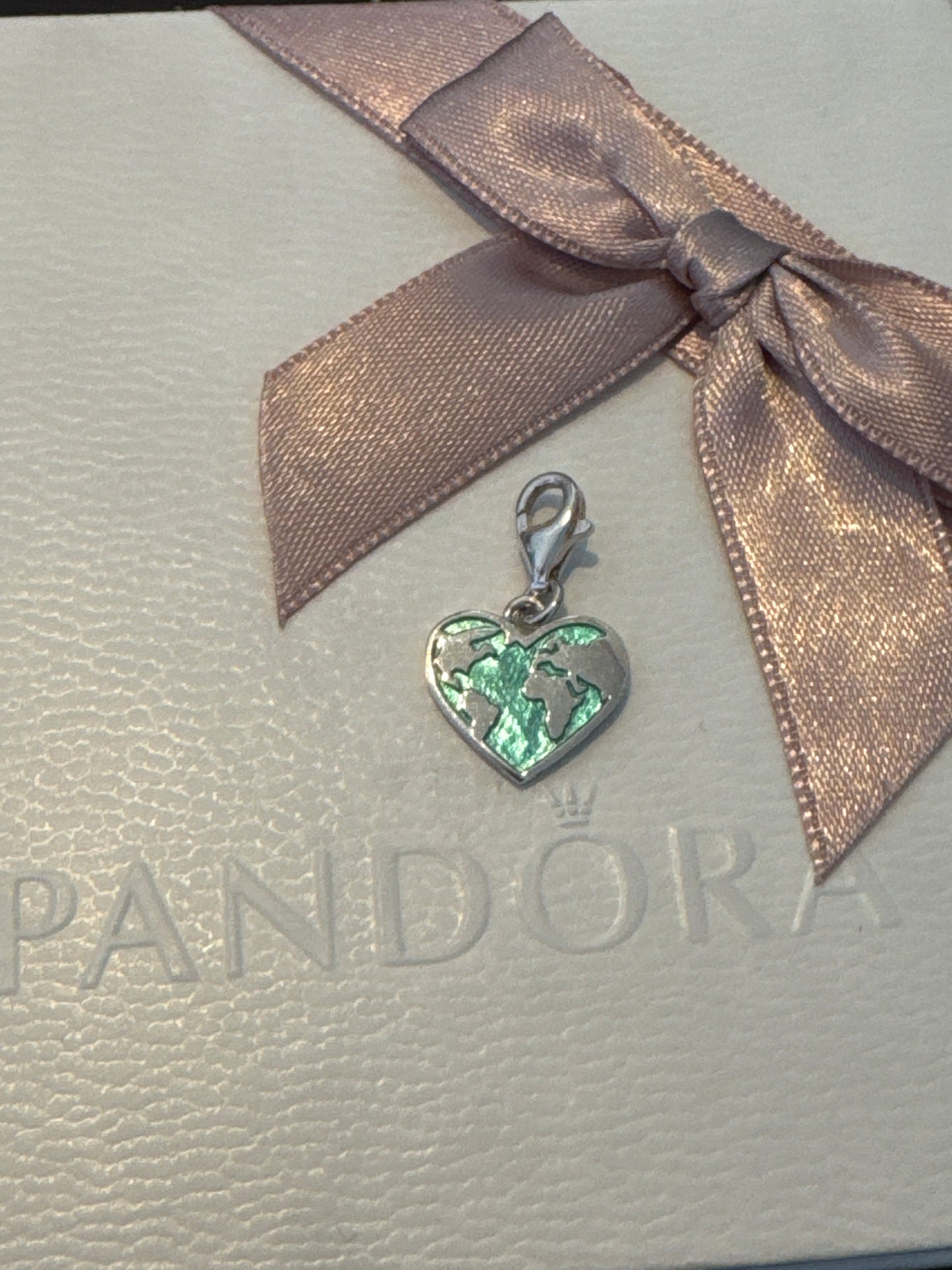Genuine Thomas Sabo Silver Enamel World Heart Dangle Charm