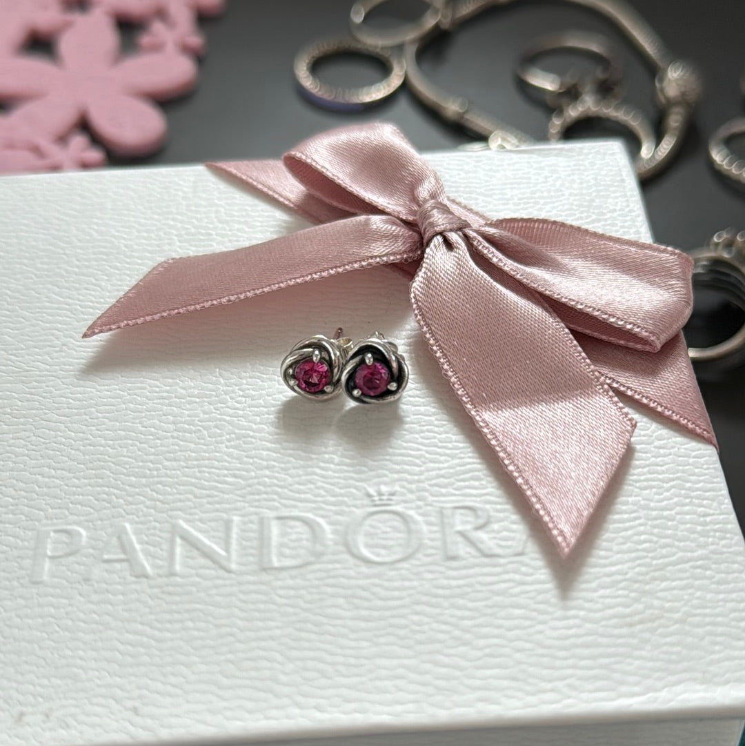 Genuine Pandora Pink New Style Birthstone Earrings