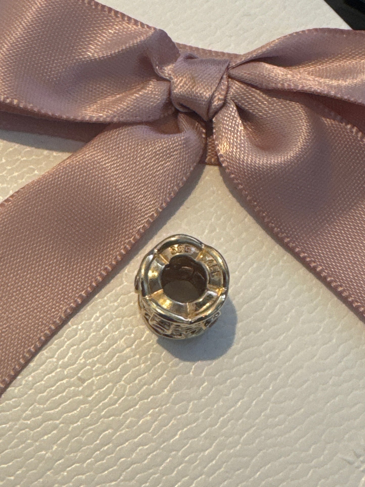 Genuine Pandora Solid 14ct Gold Pink Sapphire Radiance Freesia Charm
