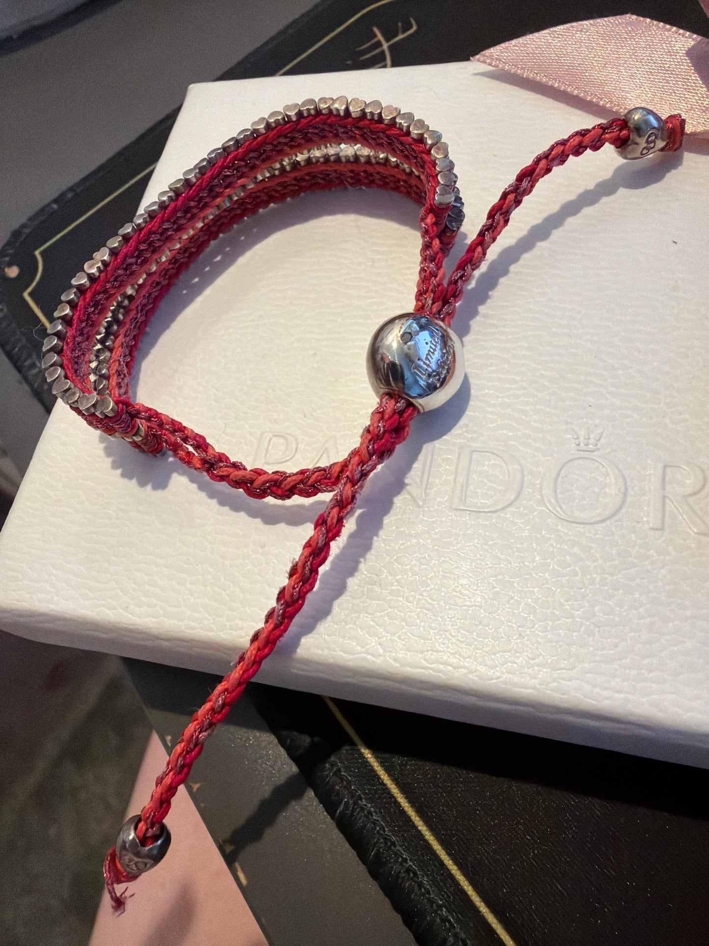 Genuine Links of London Pink Material Woven Sweetie Friendship Bracelet