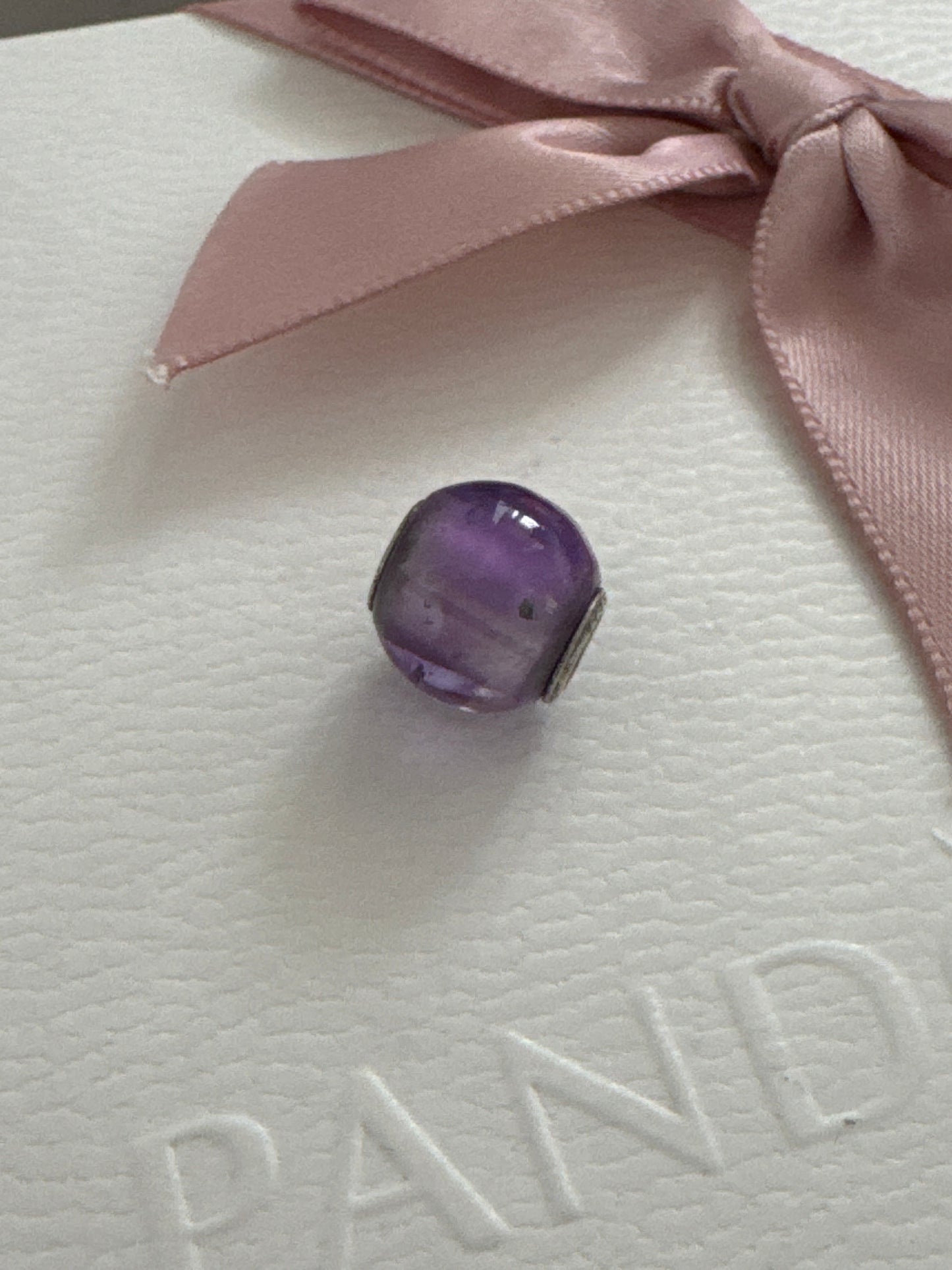 Genuine Trollbeads Purple Small Round Amethyst Murano Charm