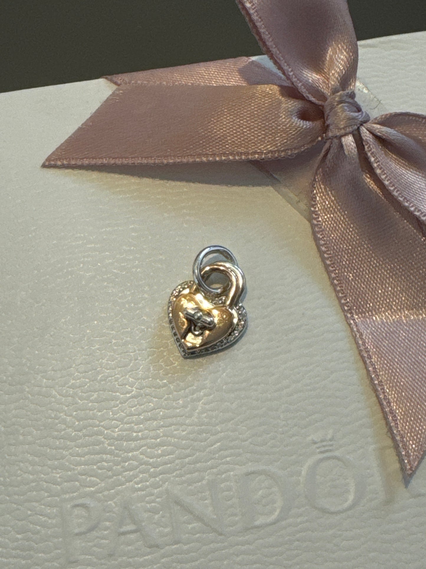 Genuine Pandora Rose Gold Twistable Heart Padlock Double Dangle Charm