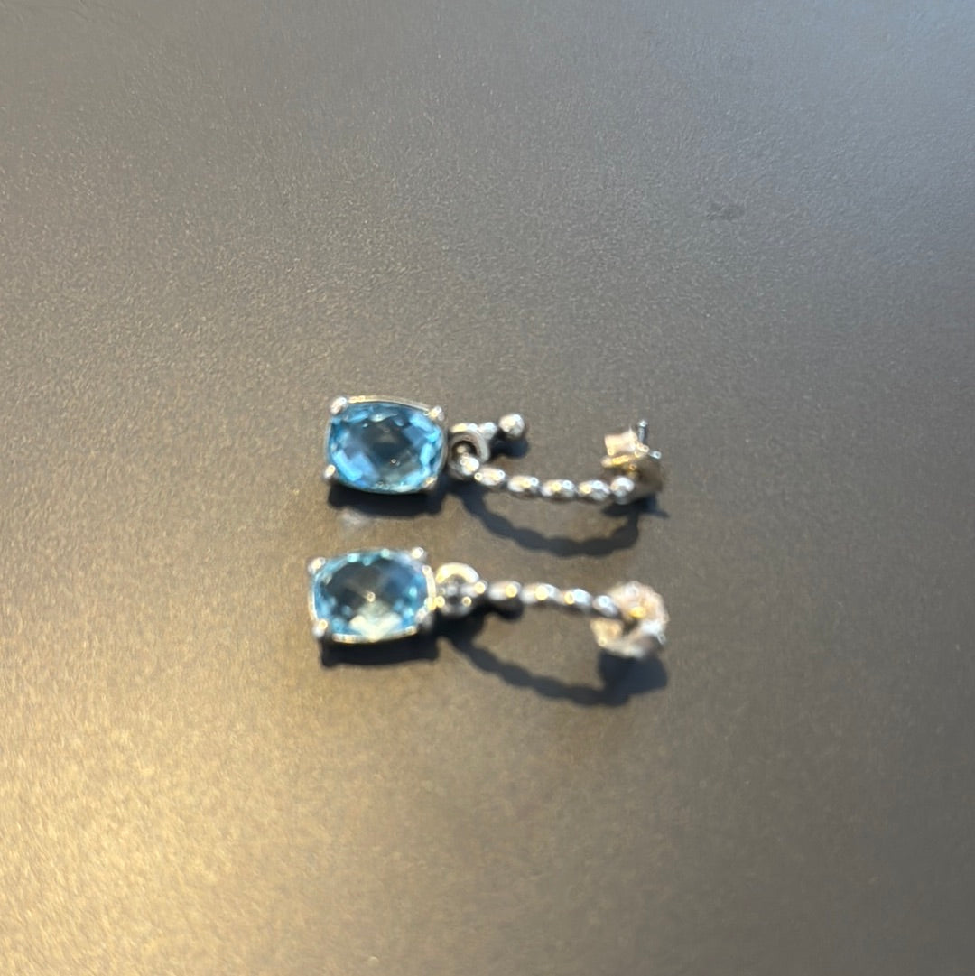 Genuine Pandora Topaz Breeze Beaded Dangle Hoops RARE HTF Earrings