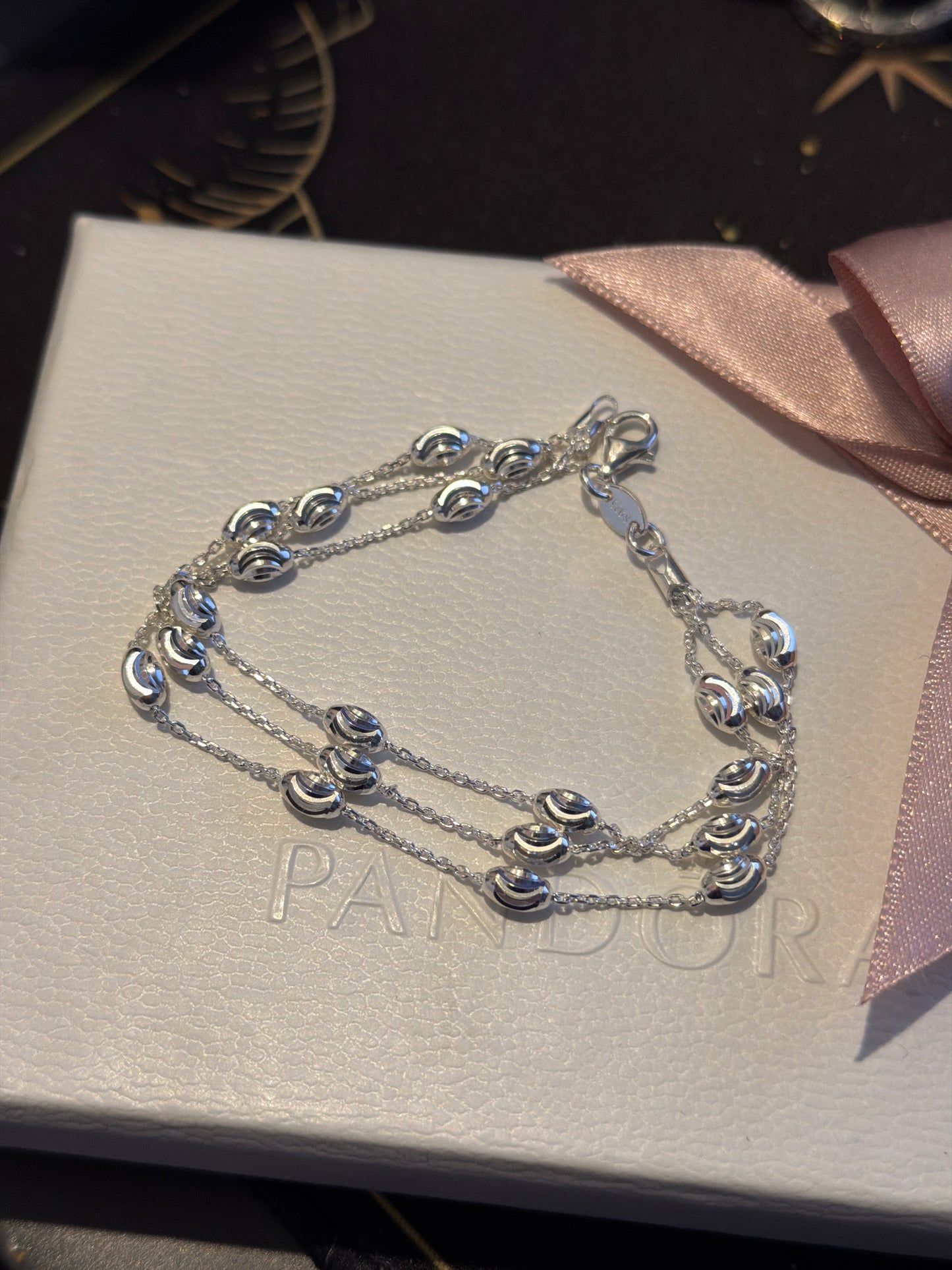 Genuine Links of London Ring Triple Layer Bracelet 18cm