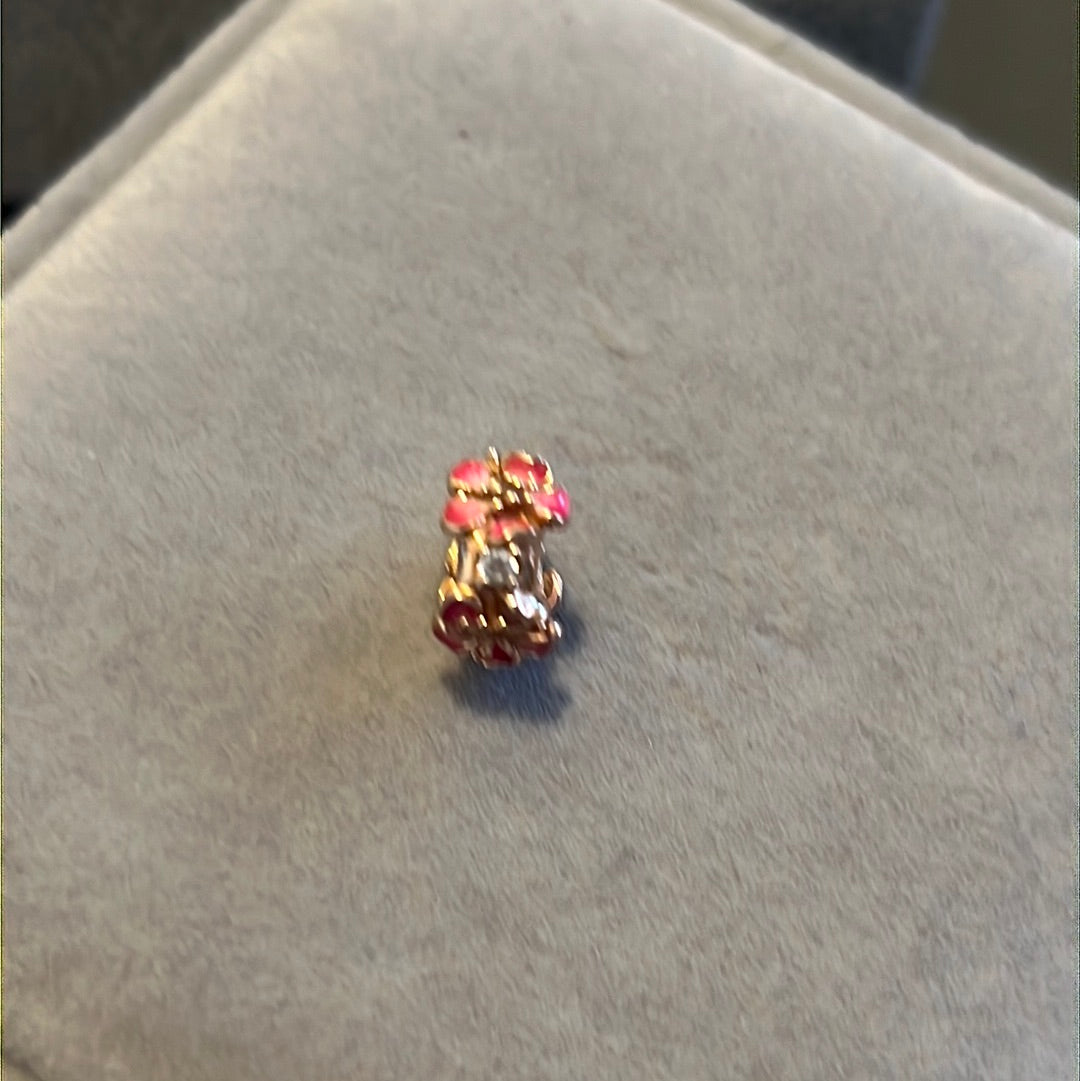 Genuine Pandora Rose Gold Pink Pave Pansy Flower Clip Single