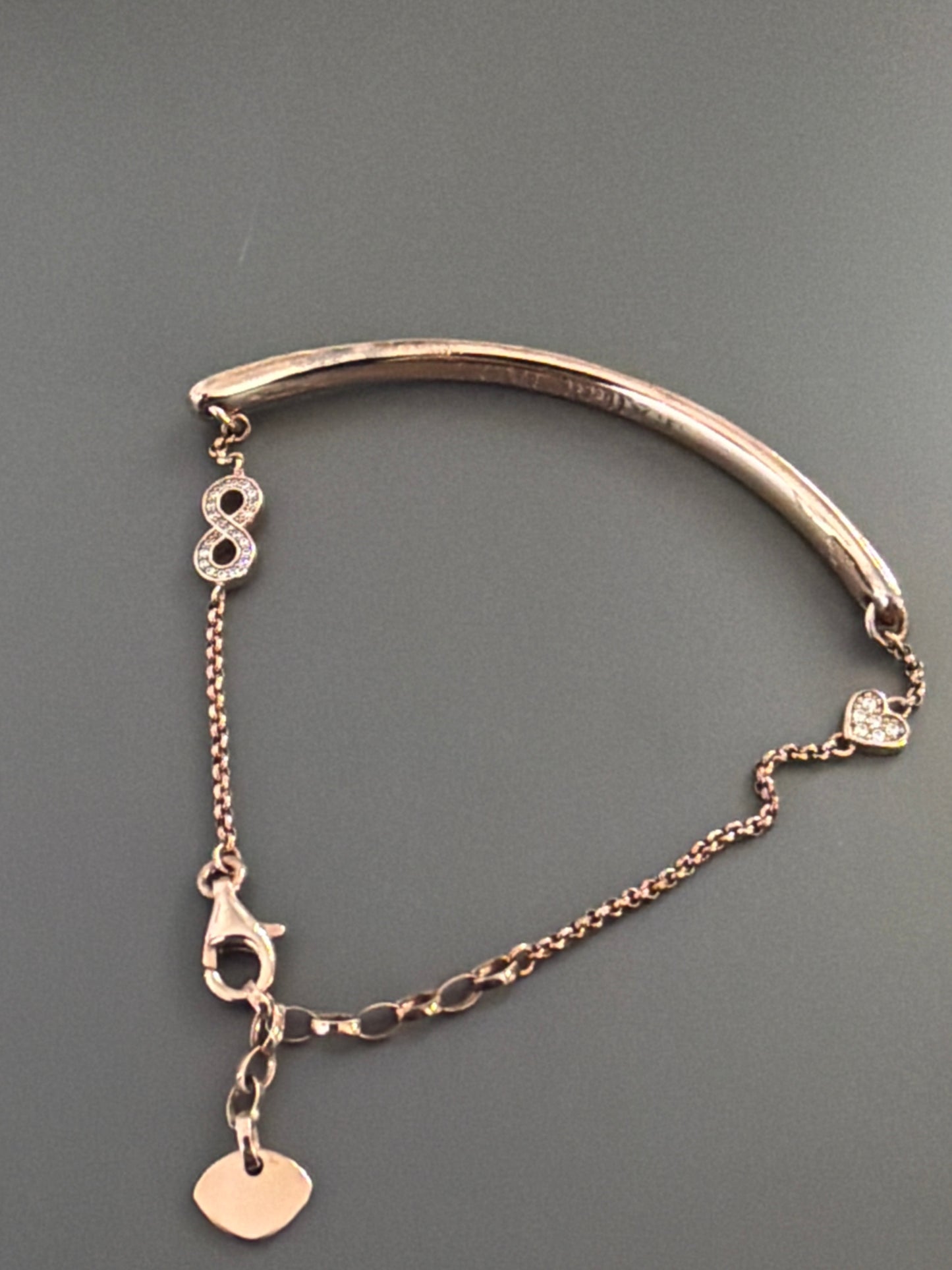 Genuine Thomas Sabo Rose Gold Pave Infinity Love Bridge Adjustable Bracelet 19cm
