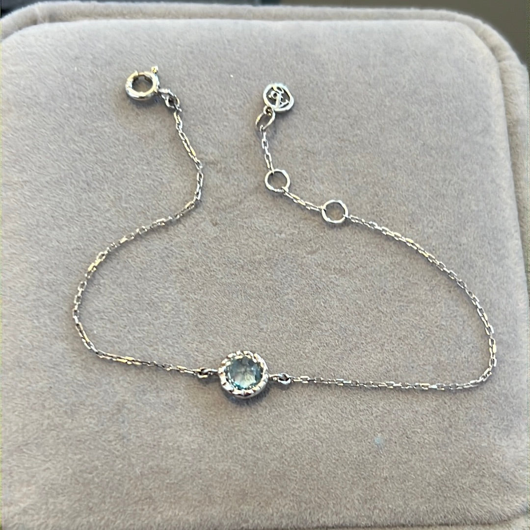 Sterling Silver Argento Blue Stone Dainty Bracelet 18cm