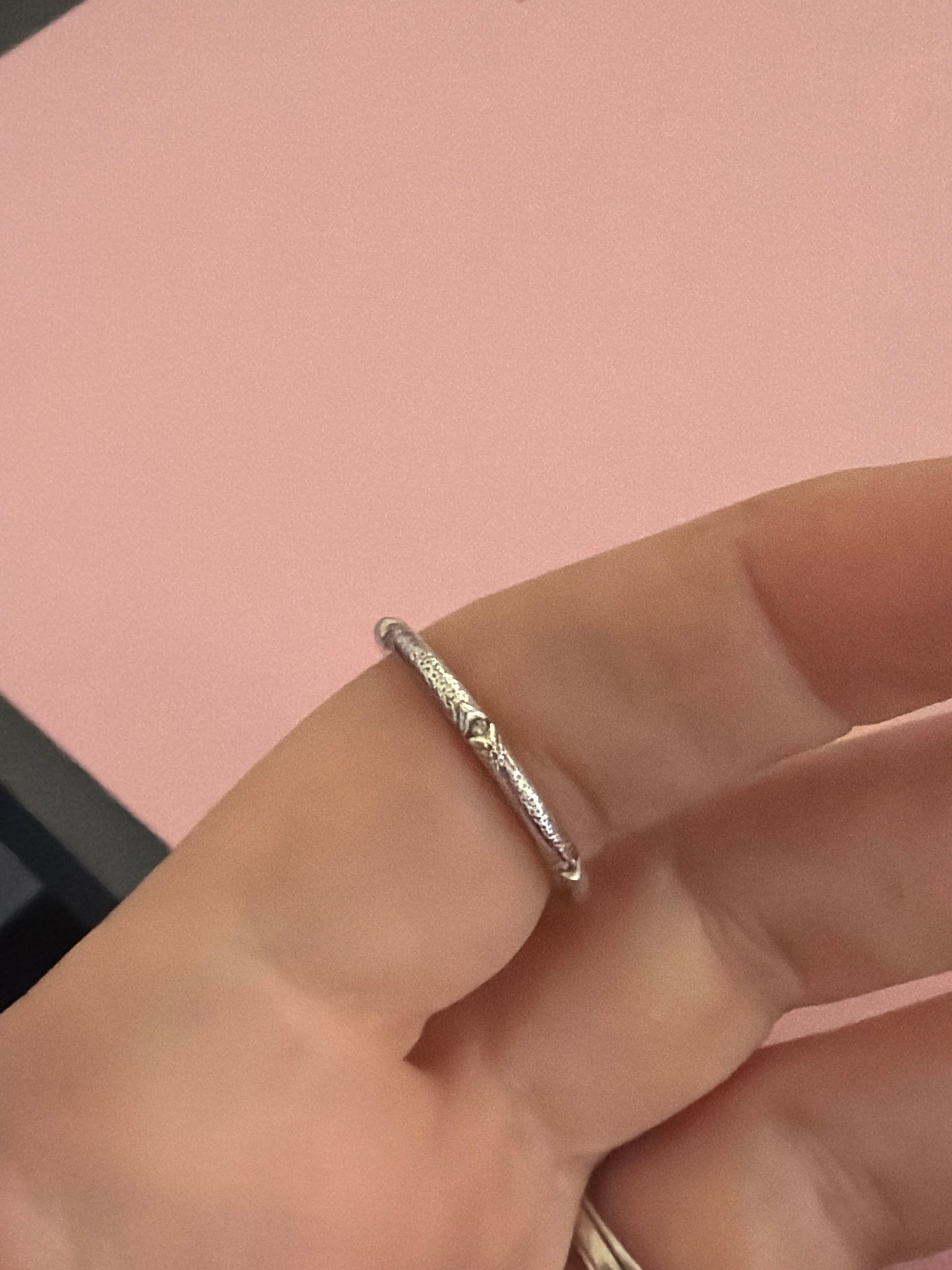 Genuine Pandora Textured Pyramid CZ Ring 58