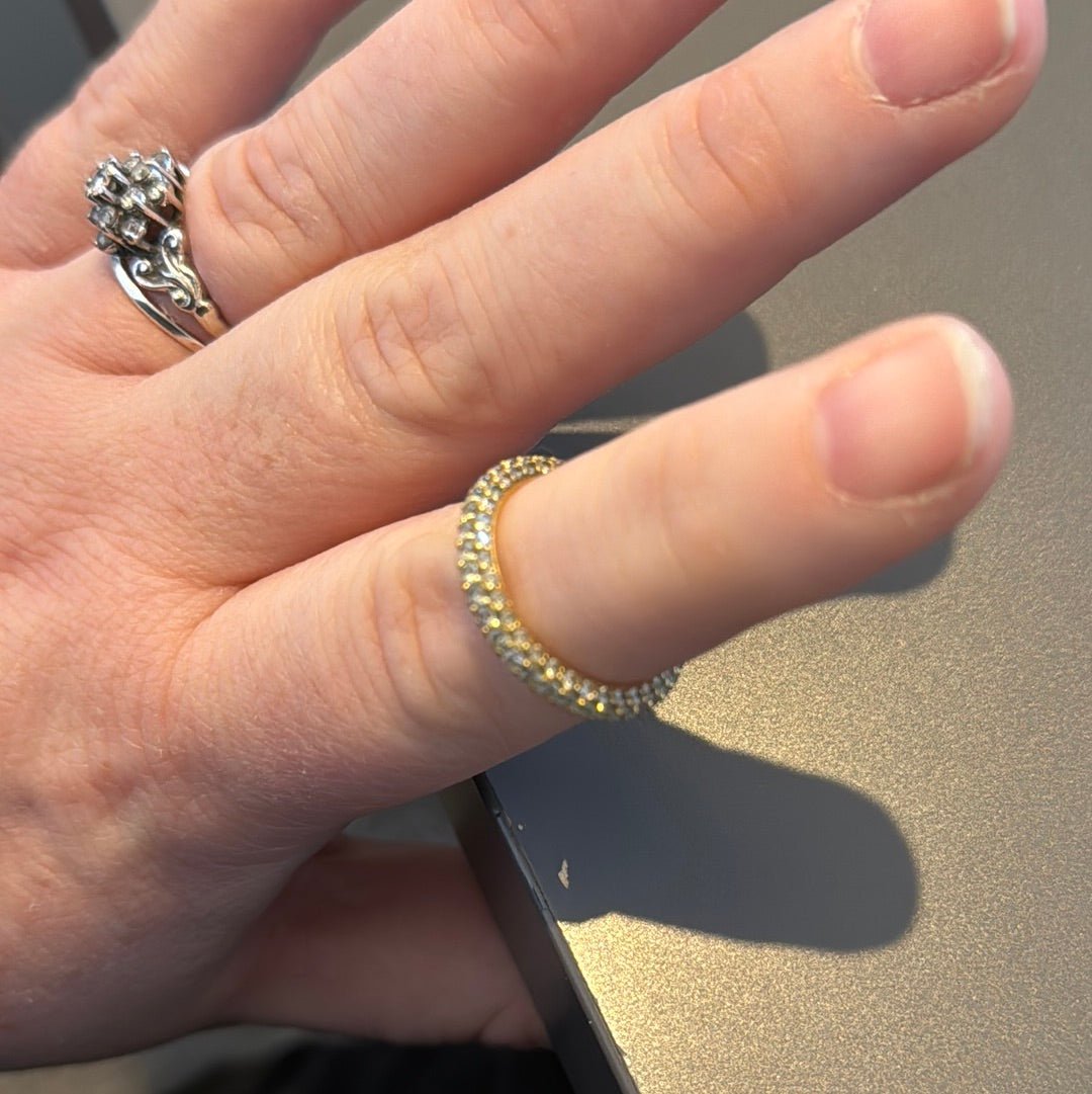 Genuine Pandora Shine Gold Pave Timeless Single CZ Ring Size 54