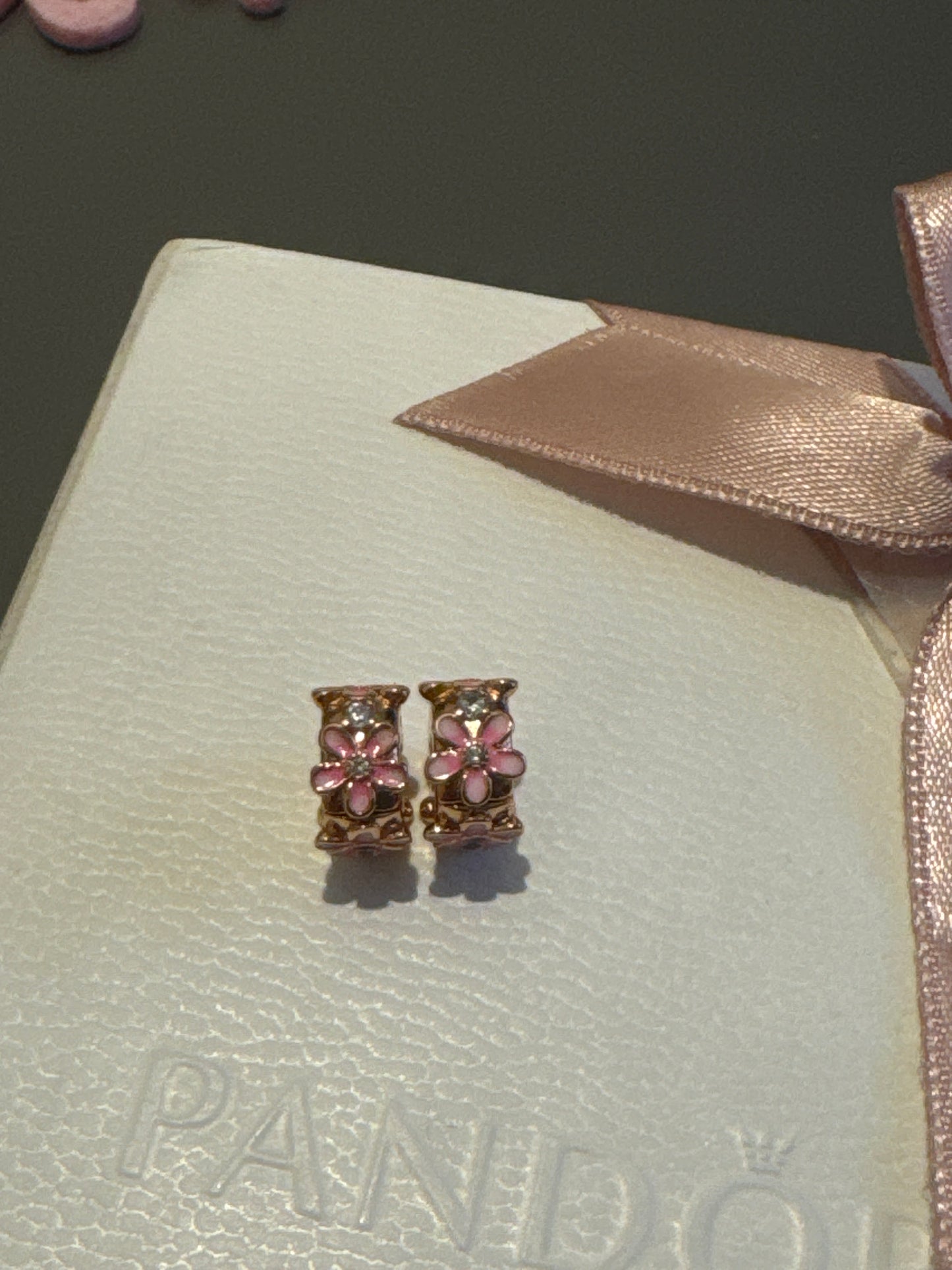 Genuine Pandora Rose Gold Pink Pave Daisy Flower Clip