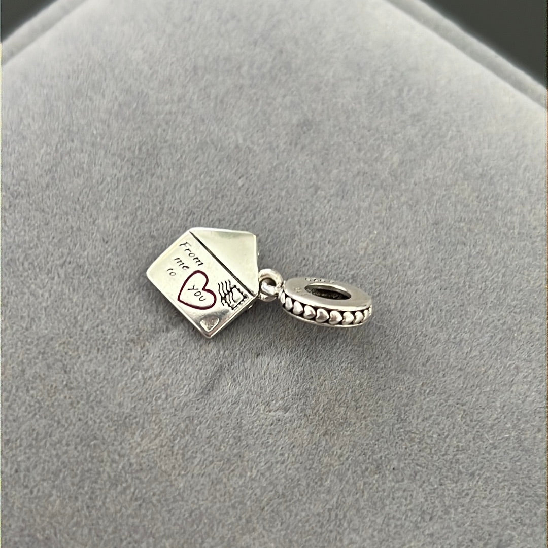Genuine Pandora Enamel Flower Pansy Envelope Dangle Charm