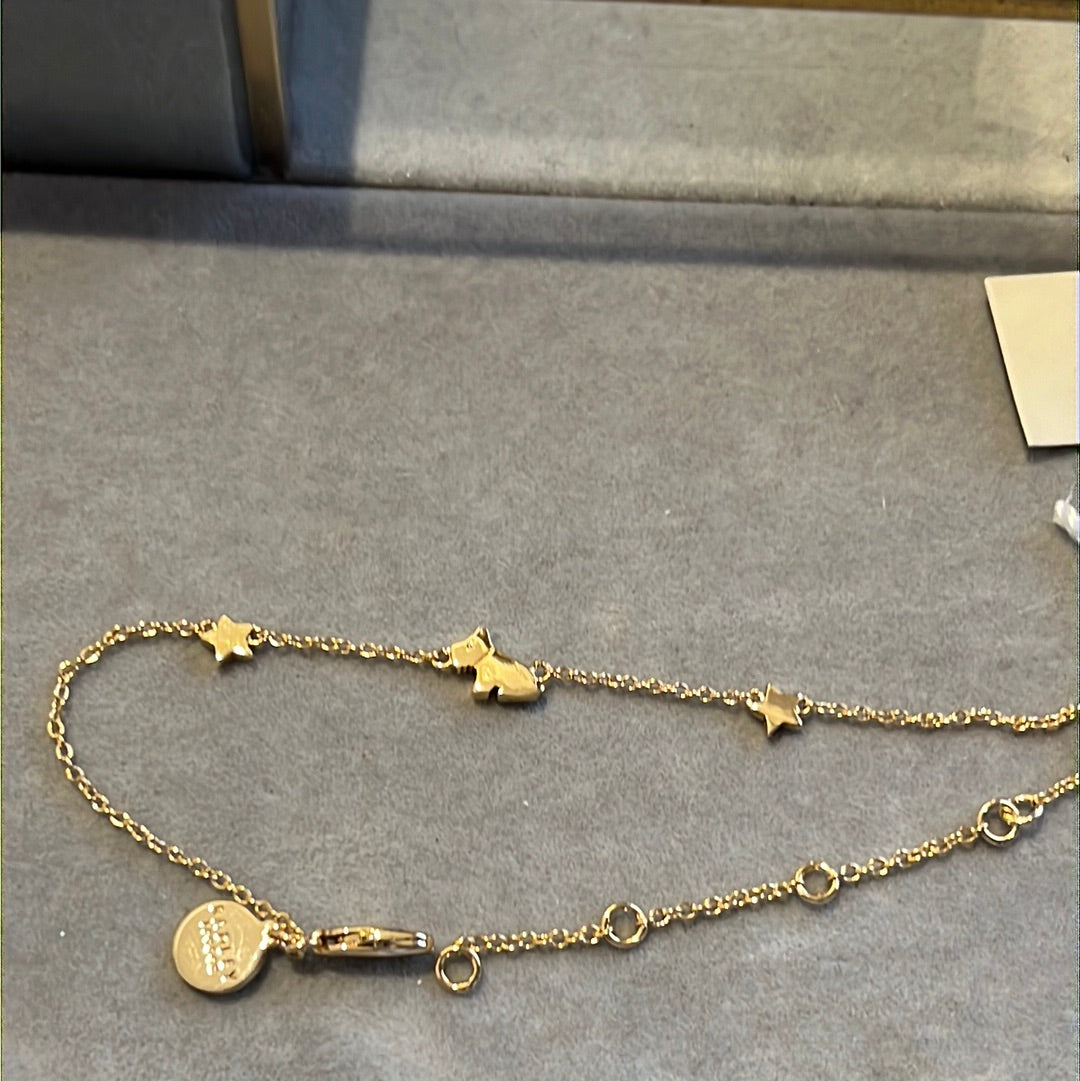 Genuine Radley Gold Plated Dog and Star Bracelet Adjustable Up To 22cm