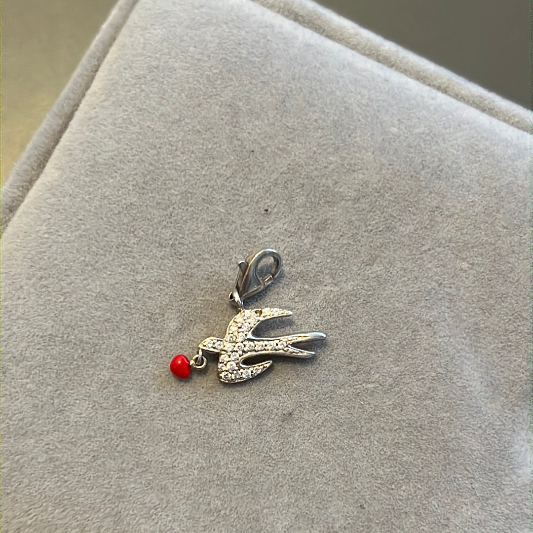 Genuine Thomas Sabo Pave Swallow Red Berry Dangle Charm