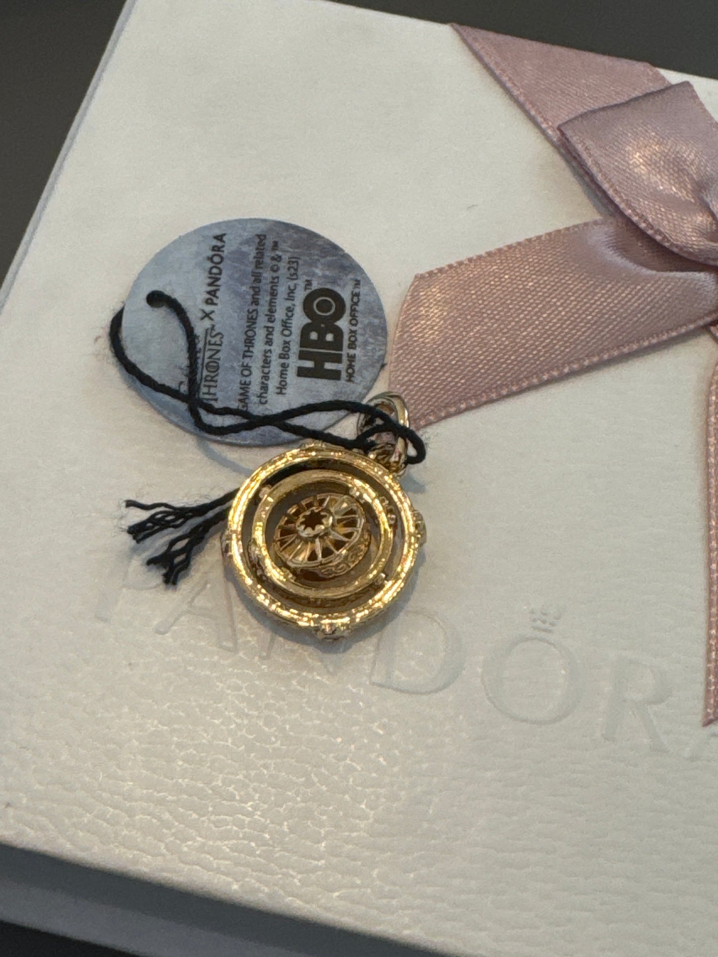 Genuine Pandora Game of Thrones Shine Gold Rotating Astrolabe Dangle Charm