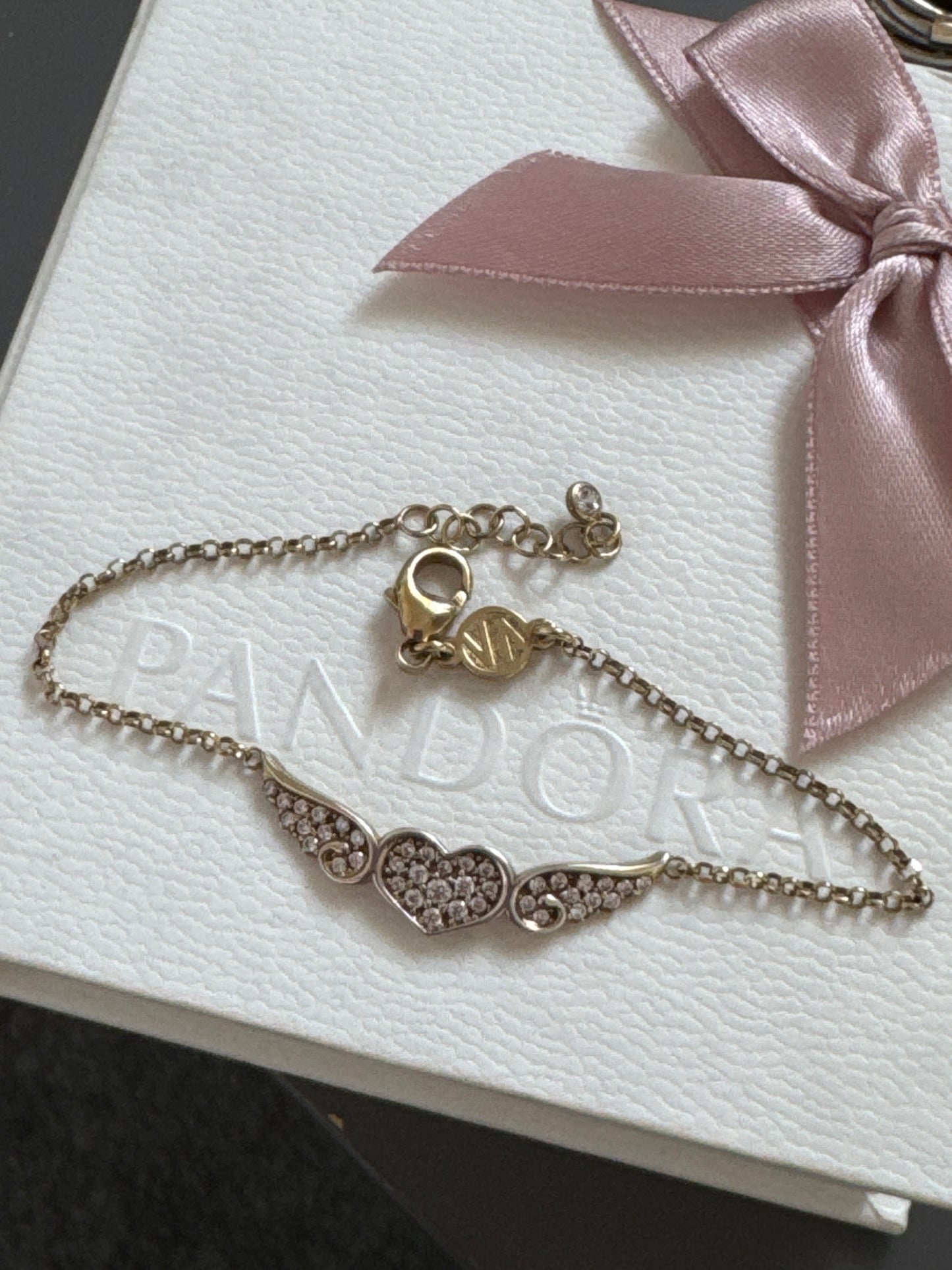 Genuine Nomination Yellow Gold Tone Heart Angel Wing Bracelet 19cm Max Adjustment
