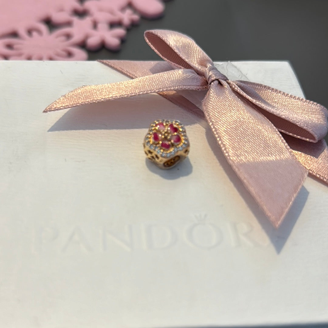 Genuine Pandora Rose Gold Cherry Blossom Flower Charm HTF