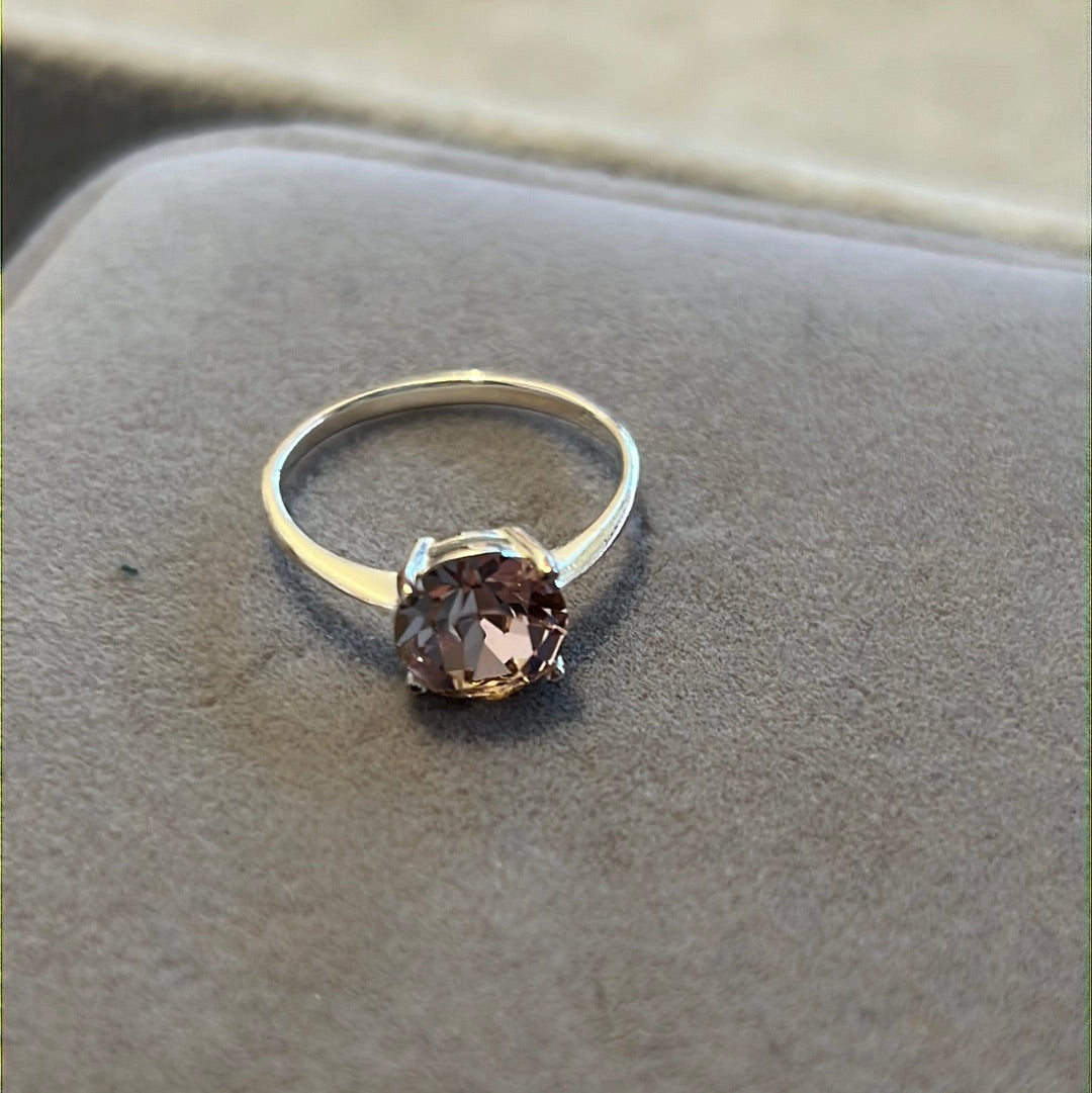 Sterling Silver Pink Circle CZ Ring 54