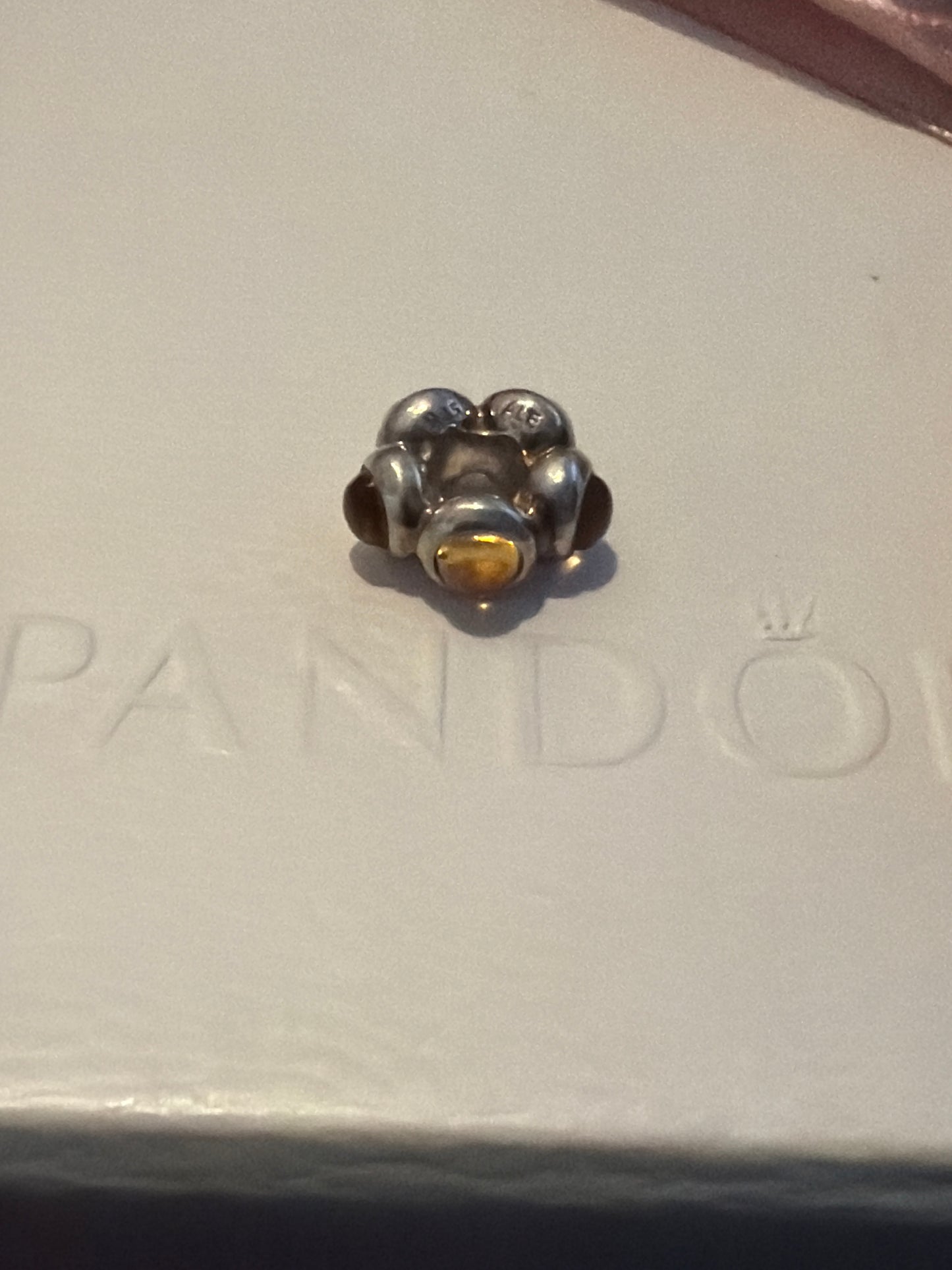 Genuine Pandora Yellow Citrine Cabochon Spacer Charm RARE HTF