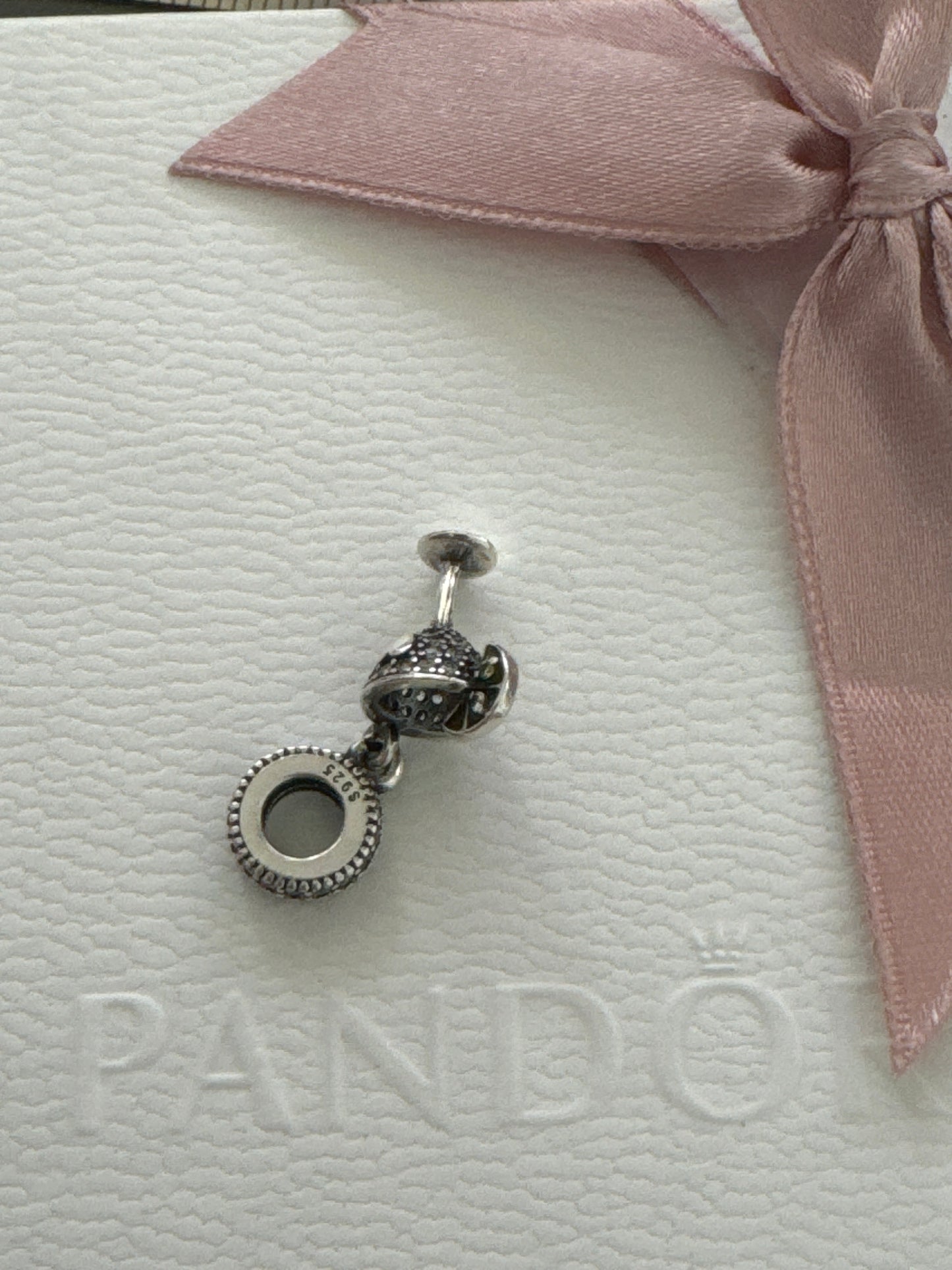 Sterling Silver Pave Sparkle Cocktail Glass Dangle Charm