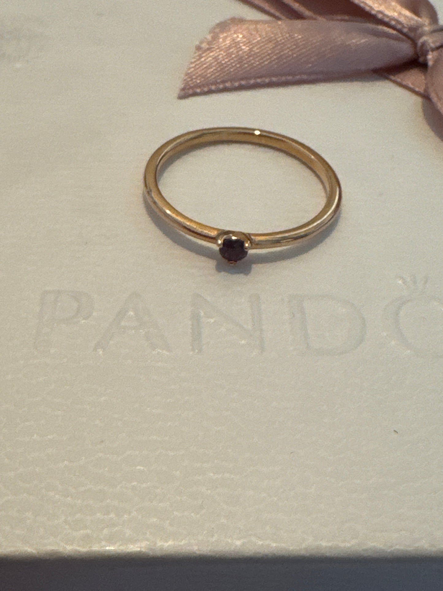 Genuine Pandora Rose Gold Small Heart Purple CZ Solitaire Ring 58