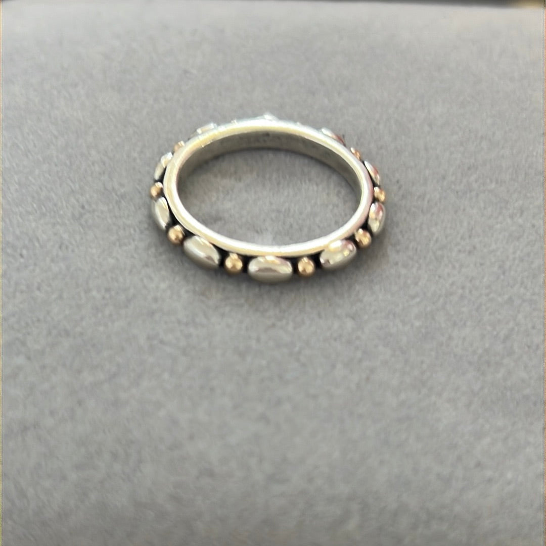 Genuine Pandora Two Tone RARE Gold Dot Oval Ring Size 58