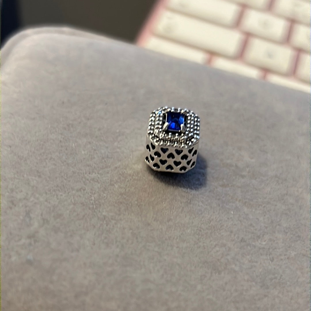 Genuine Pandora Pave Blue and Clear Rectangle Charm
