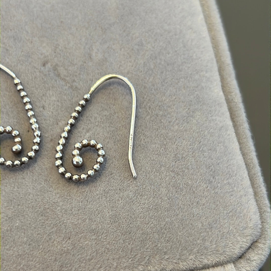 Genuine Pandora Dangle Earrings Beaded Spiral Posts Compose
